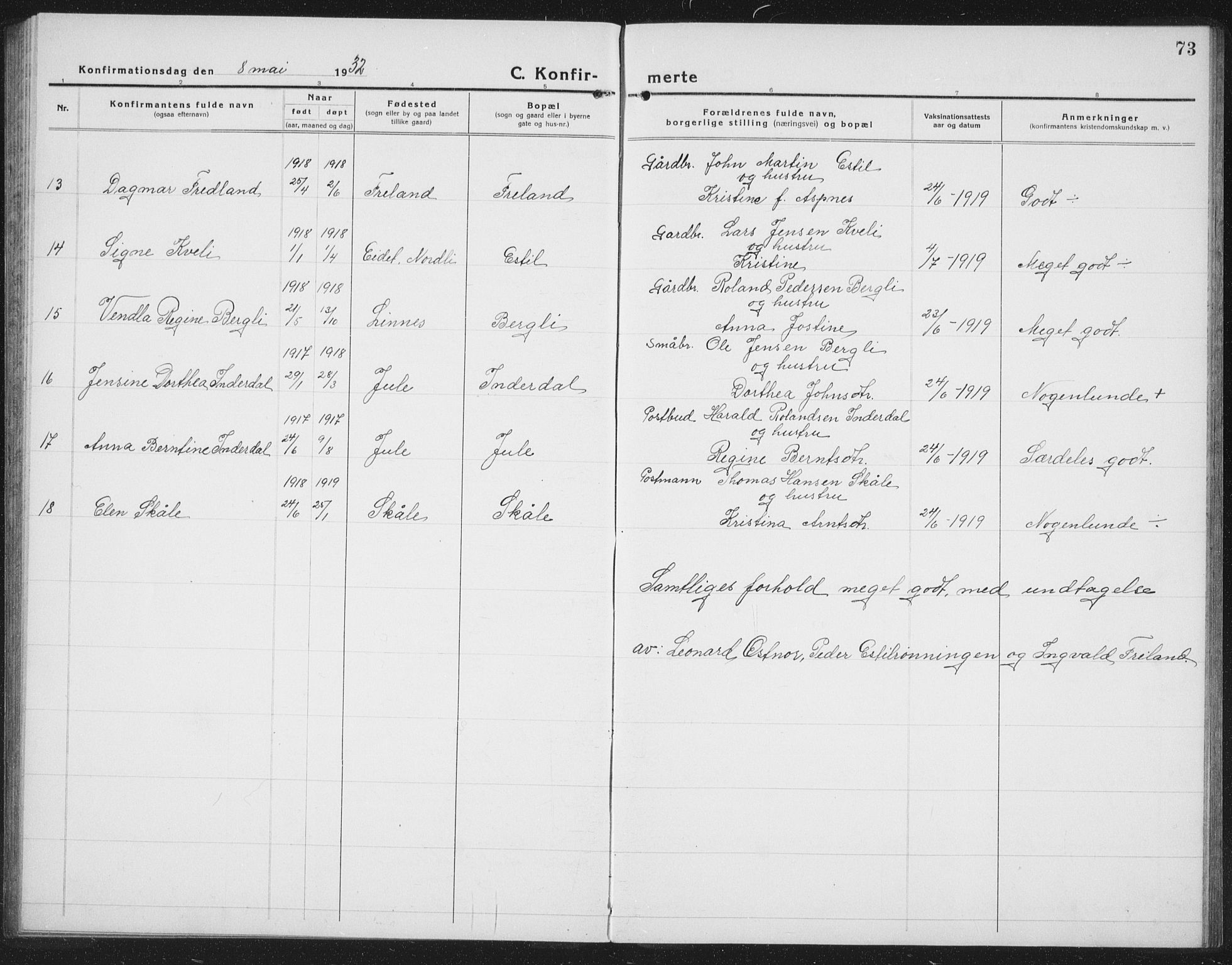 Ministerialprotokoller, klokkerbøker og fødselsregistre - Nord-Trøndelag, SAT/A-1458/757/L0507: Parish register (copy) no. 757C02, 1923-1939, p. 73