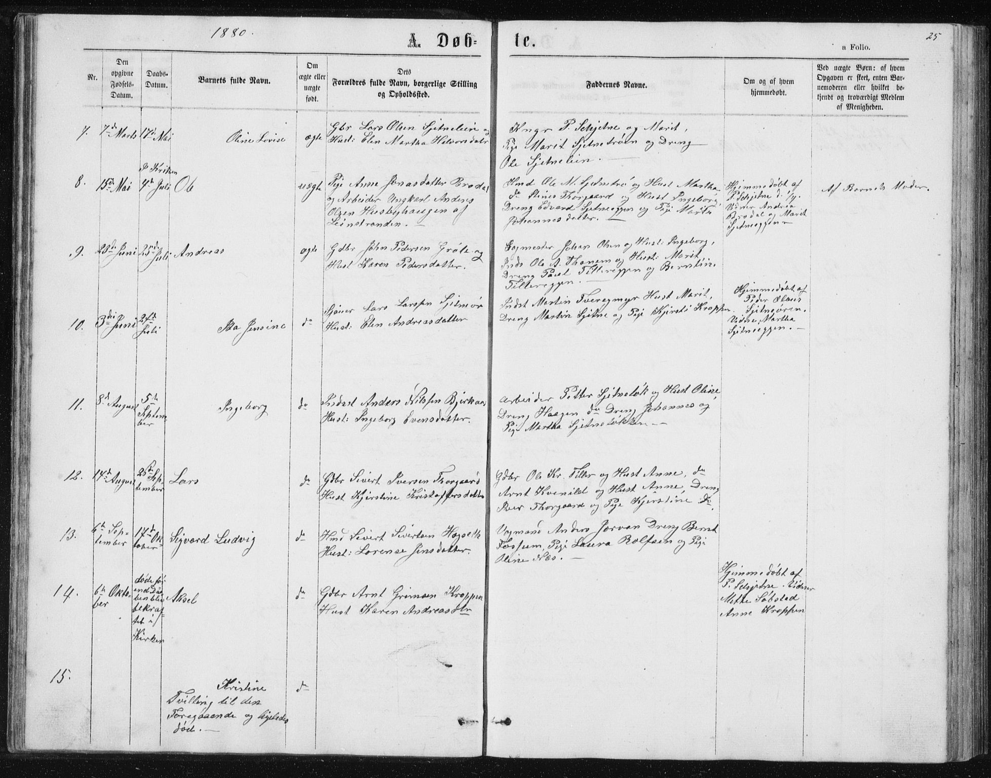 Ministerialprotokoller, klokkerbøker og fødselsregistre - Sør-Trøndelag, SAT/A-1456/621/L0459: Parish register (copy) no. 621C02, 1866-1895, p. 25