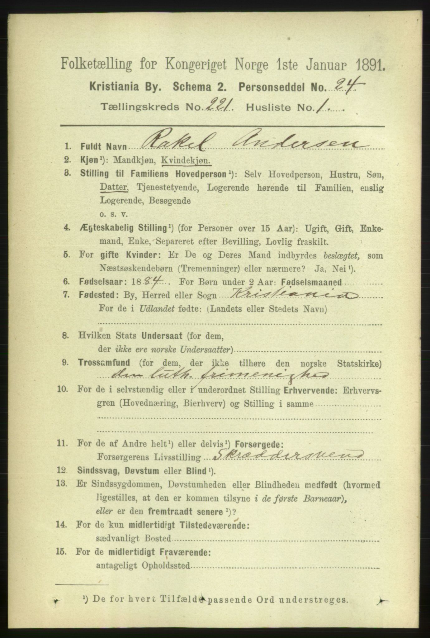RA, 1891 census for 0301 Kristiania, 1891, p. 131896