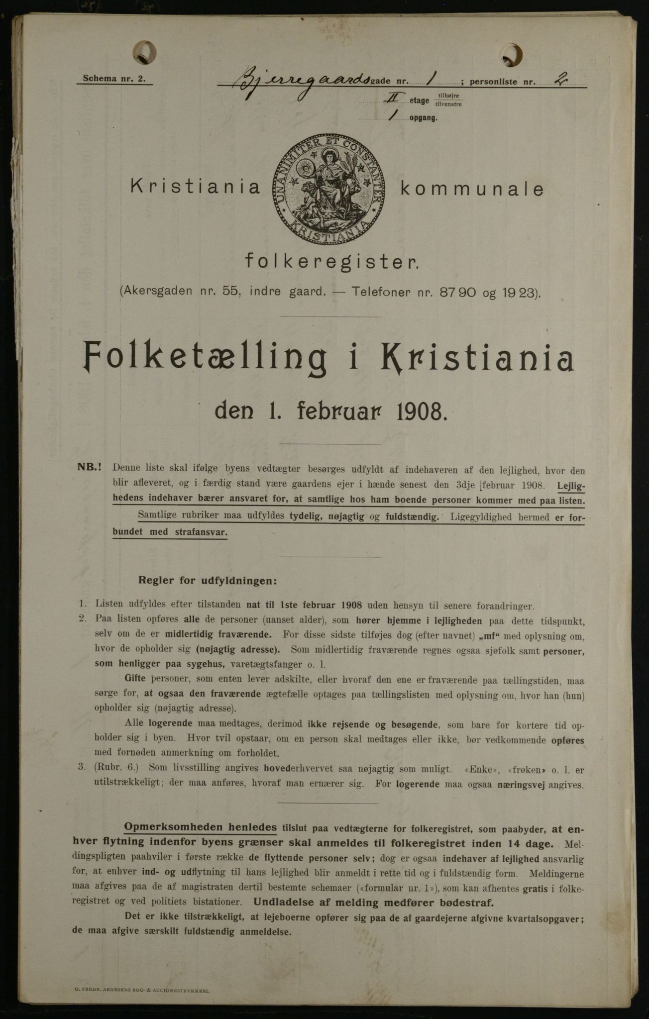 OBA, Municipal Census 1908 for Kristiania, 1908, p. 5381