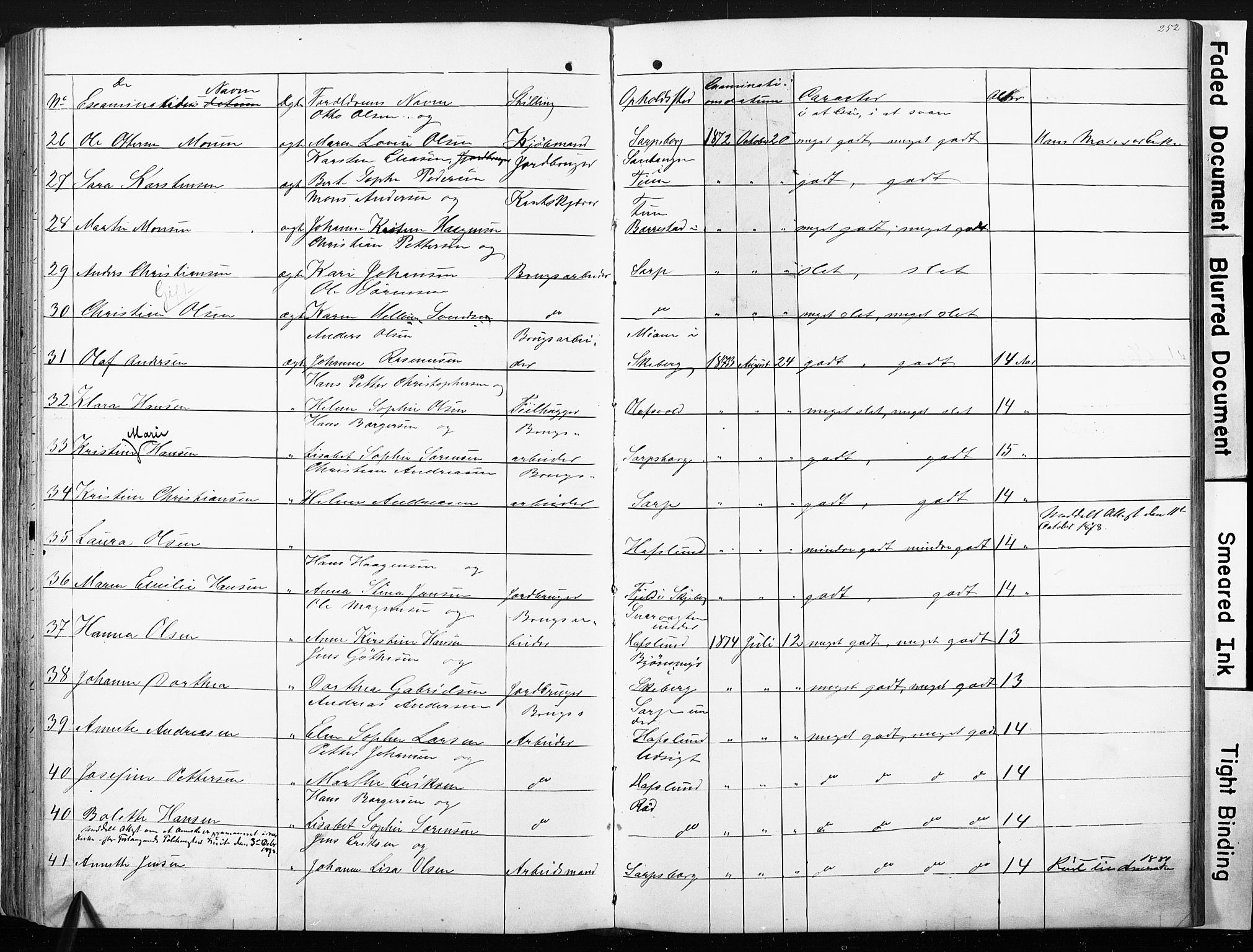 Sarpsborg metodistkirke, SAO/PAO-0233/A/L0001: Dissenter register no. 1, 1856-1875, p. 252