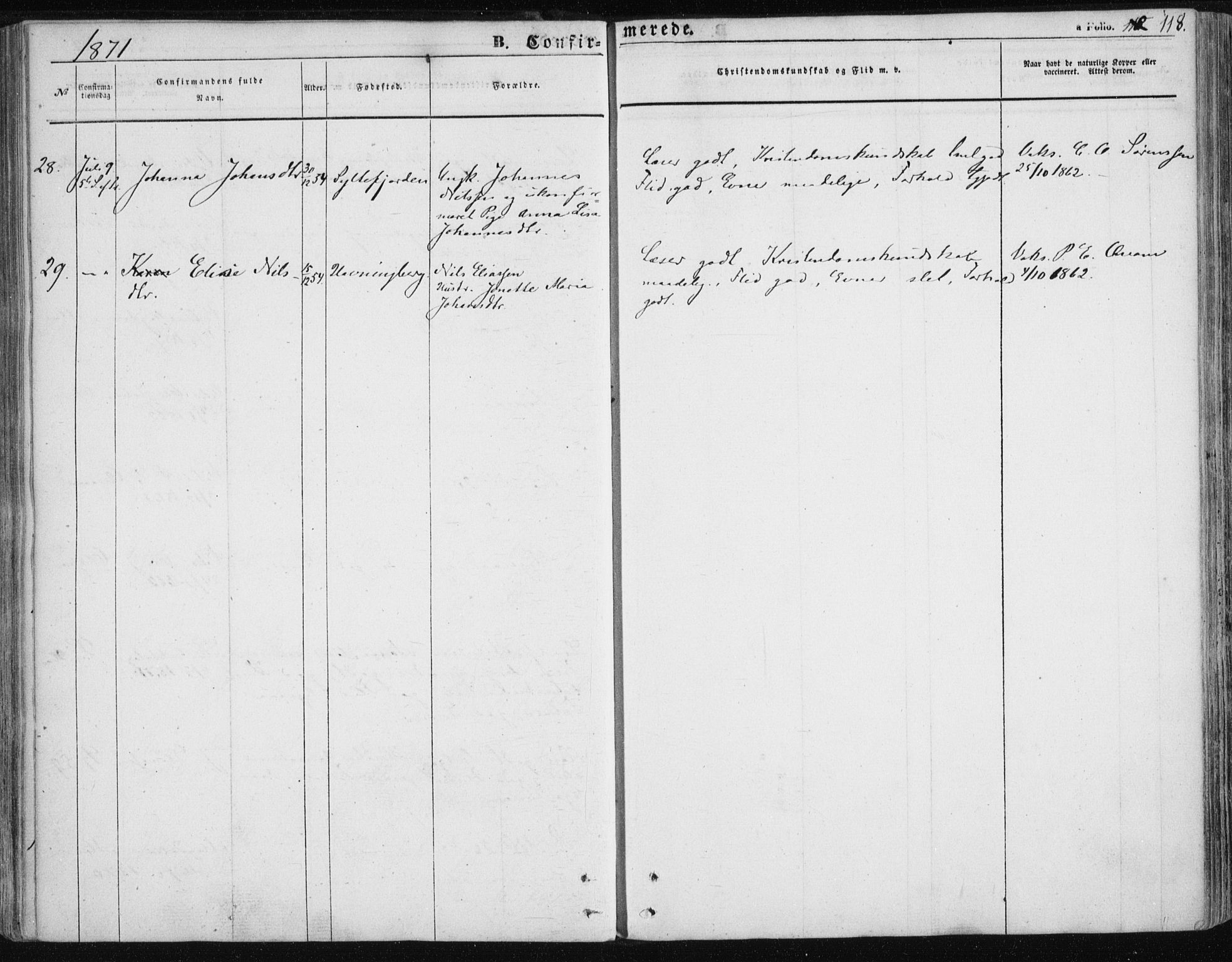 Vardø sokneprestkontor, SATØ/S-1332/H/Ha/L0004kirke: Parish register (official) no. 4, 1862-1871, p. 118