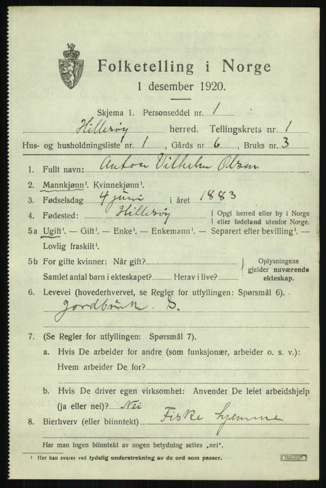 SATØ, 1920 census for Hillesøy, 1920, p. 699