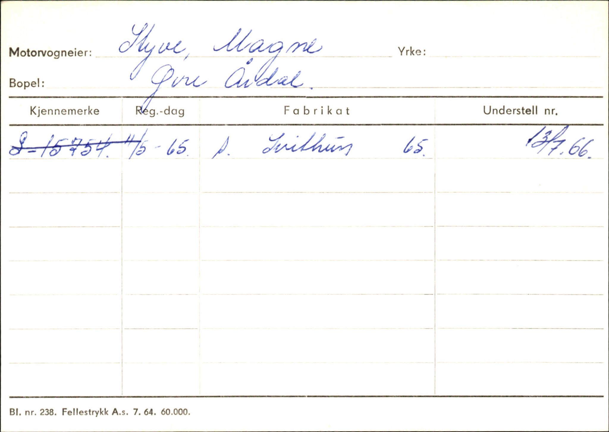 Statens vegvesen, Sogn og Fjordane vegkontor, SAB/A-5301/4/F/L0146: Registerkort Årdal R-Å samt diverse kort, 1945-1975, p. 658