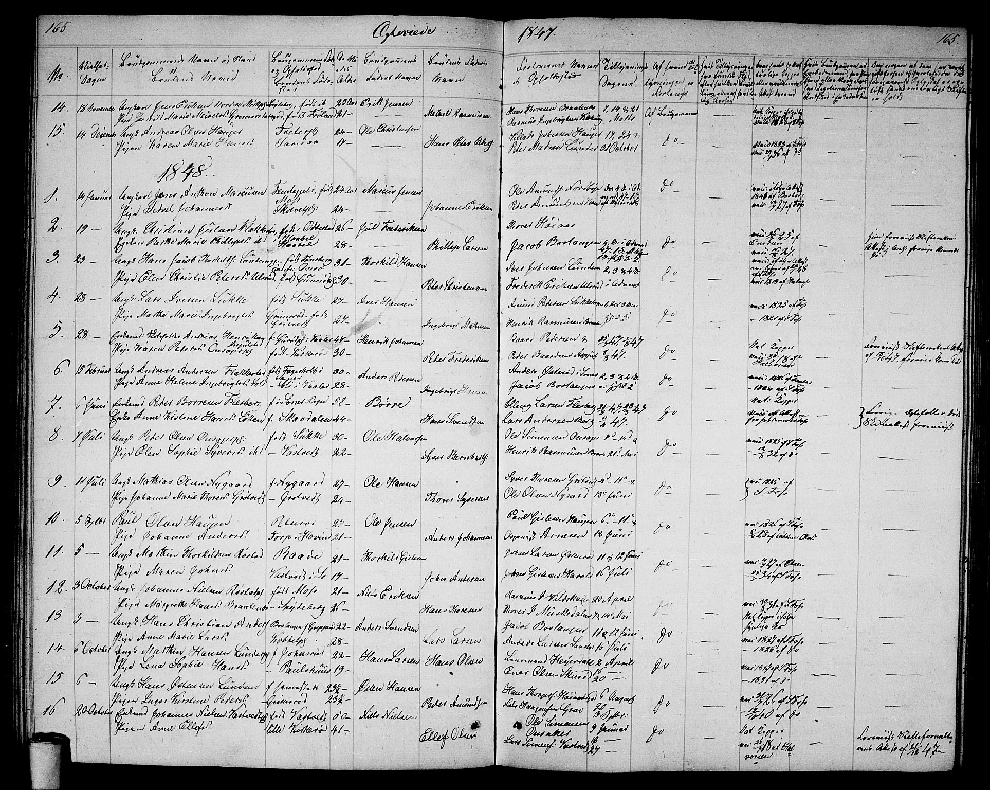 Våler prestekontor Kirkebøker, SAO/A-11083/G/Ga/L0002: Parish register (copy) no. I 2, 1839-1860, p. 165
