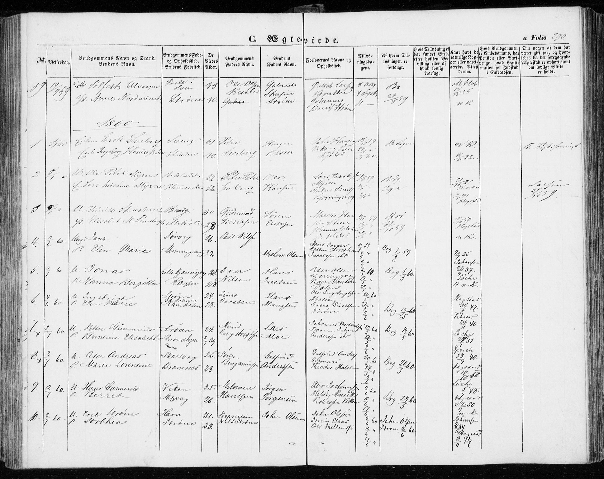 Ministerialprotokoller, klokkerbøker og fødselsregistre - Sør-Trøndelag, SAT/A-1456/634/L0530: Parish register (official) no. 634A06, 1852-1860, p. 290