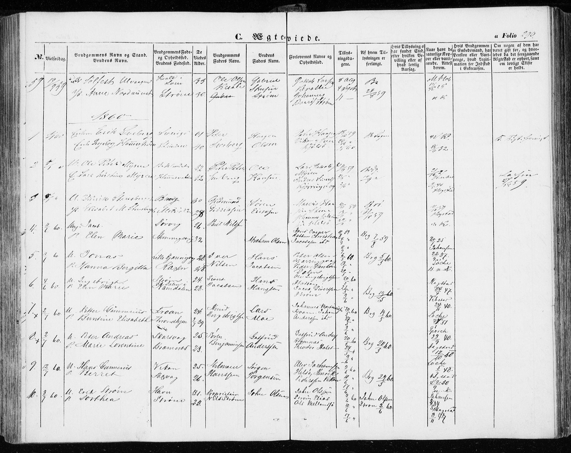 Ministerialprotokoller, klokkerbøker og fødselsregistre - Sør-Trøndelag, AV/SAT-A-1456/634/L0530: Parish register (official) no. 634A06, 1852-1860, p. 290