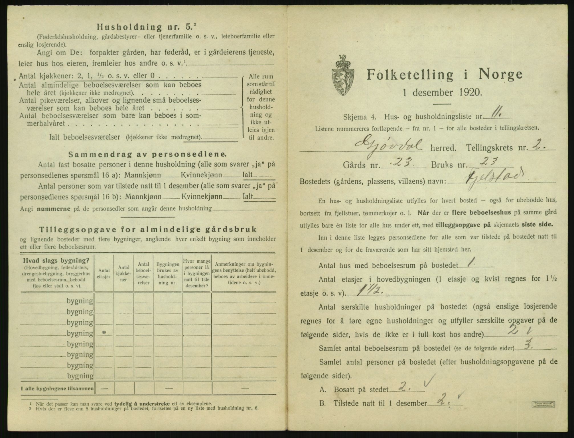 SAK, 1920 census for Gjøvdal, 1920, p. 144