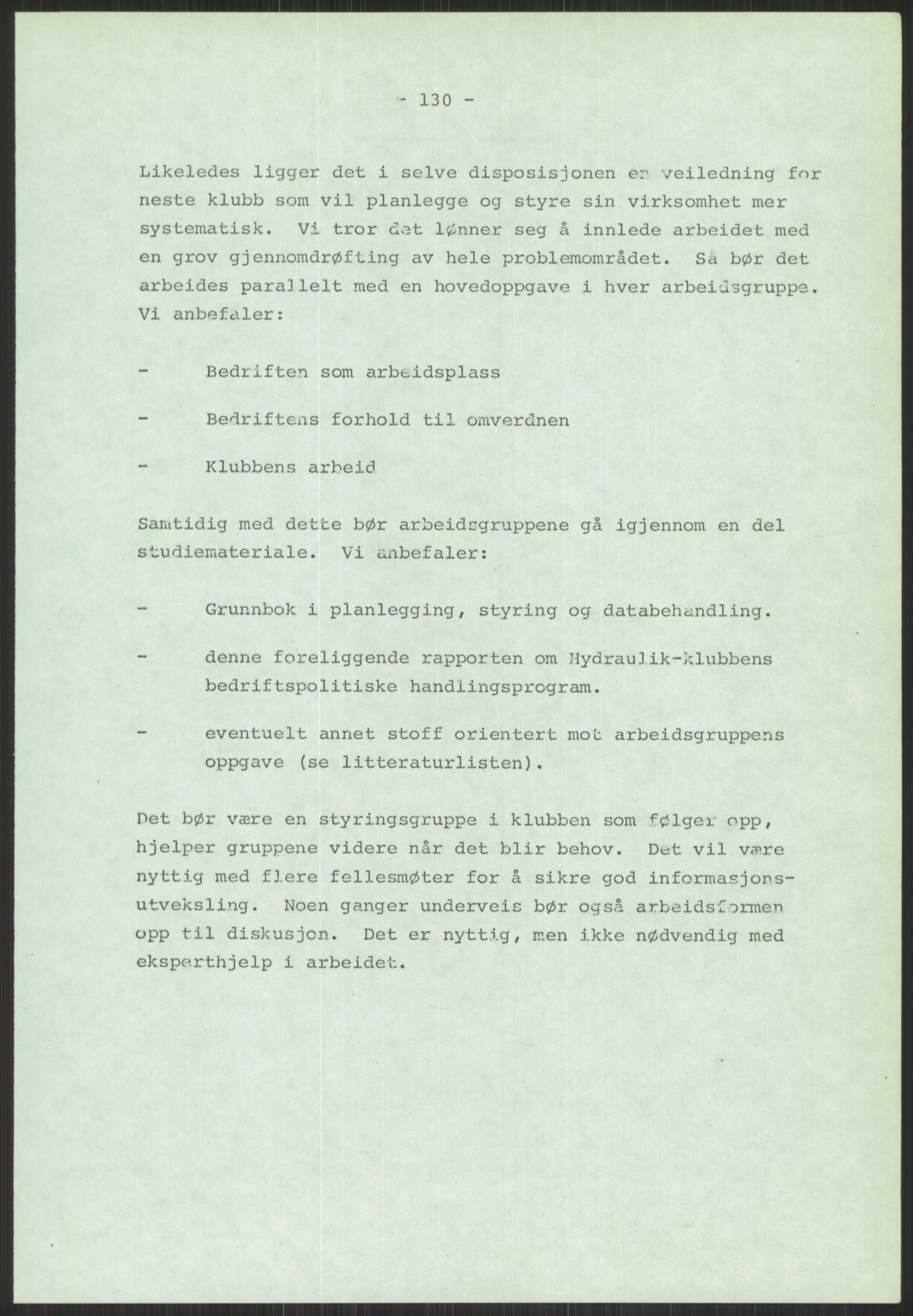 Nygaard, Kristen, AV/RA-PA-1398/F/Fi/L0019: Fagbevegelse, demokrati, Jern- og Metallprosjektet, 1970-2002, p. 1069