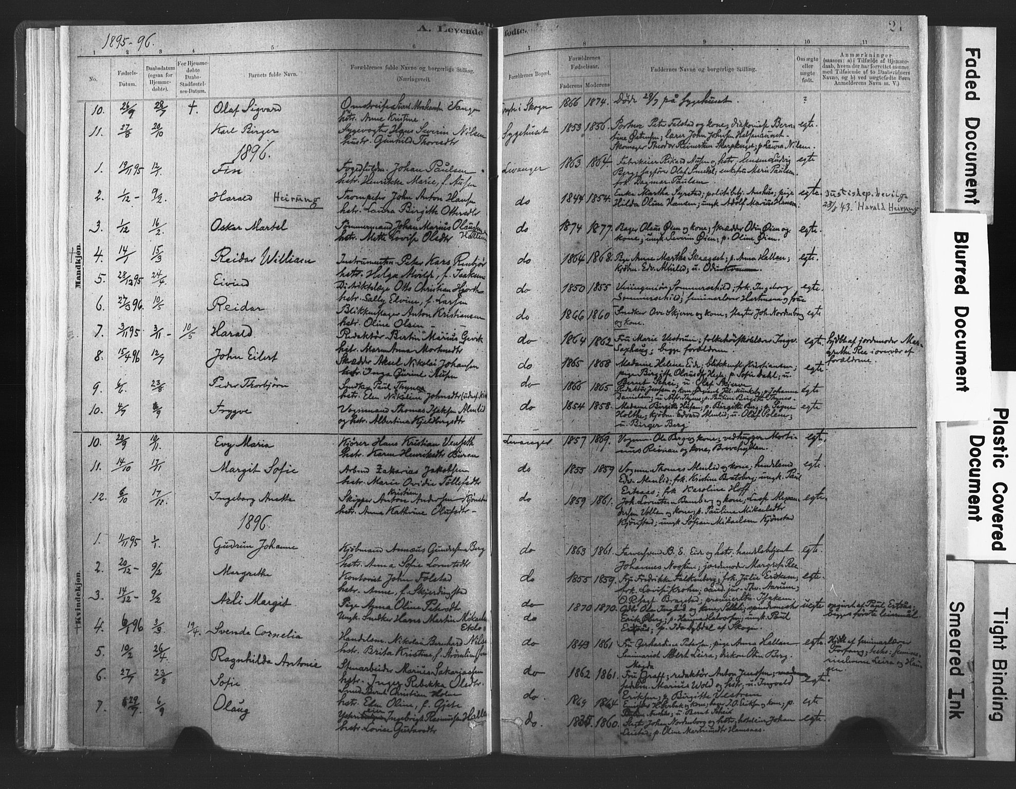 Ministerialprotokoller, klokkerbøker og fødselsregistre - Nord-Trøndelag, SAT/A-1458/720/L0189: Parish register (official) no. 720A05, 1880-1911, p. 21