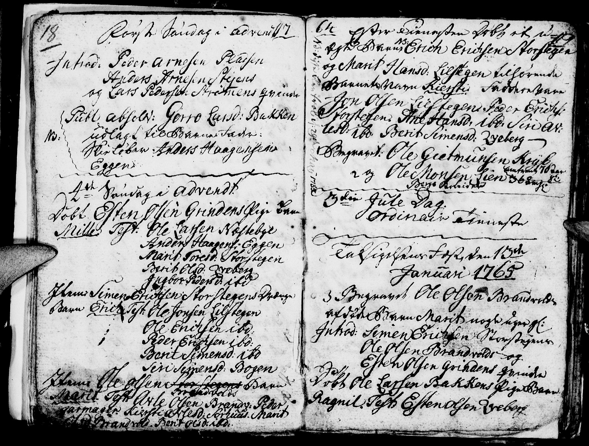 Tynset prestekontor, SAH/PREST-058/H/Ha/Haa/L0007: Parish register (official) no. 7, 1764-1769, p. 18-19