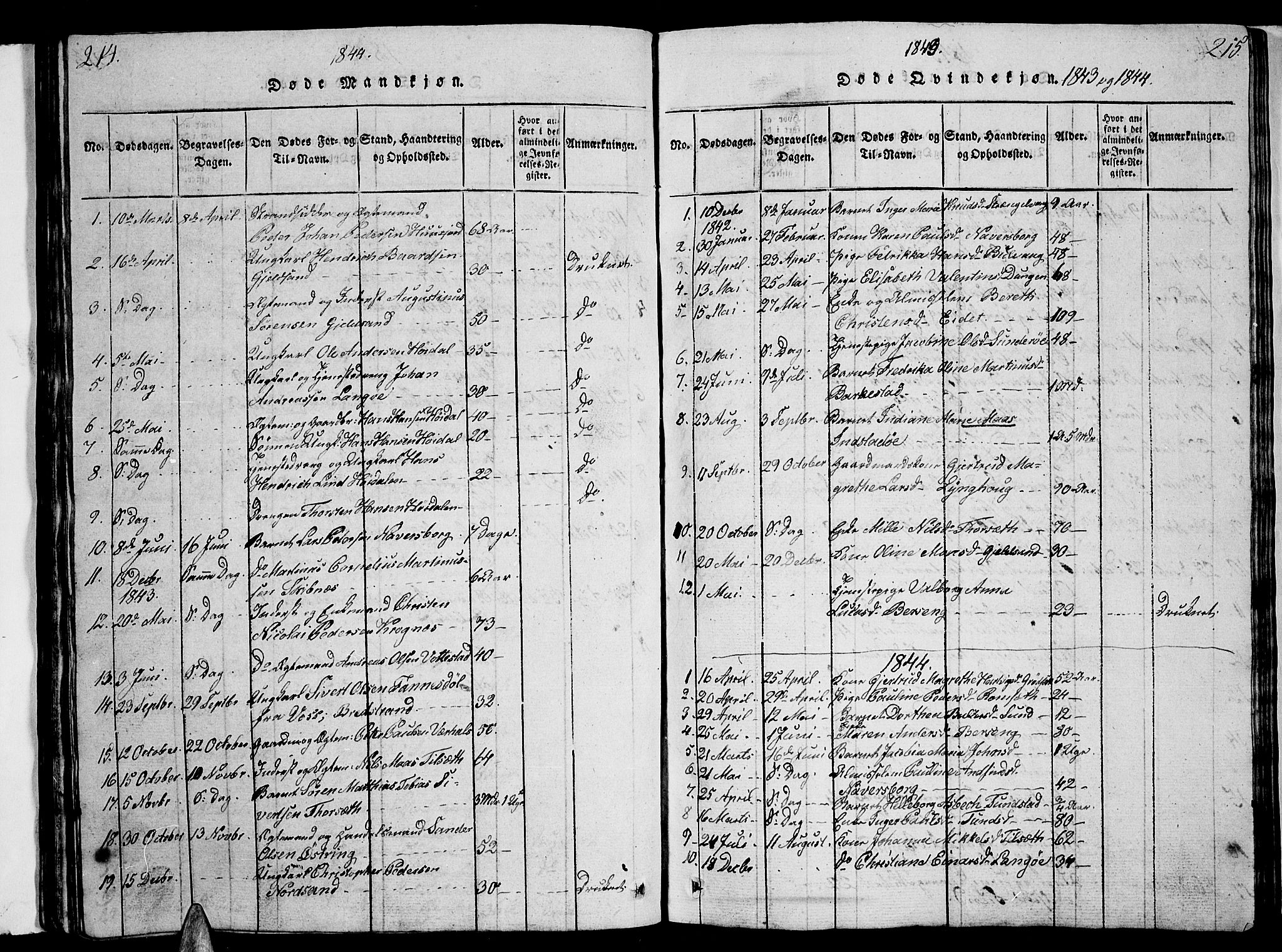 Ministerialprotokoller, klokkerbøker og fødselsregistre - Nordland, AV/SAT-A-1459/893/L1346: Parish register (copy) no. 893C01, 1820-1858, p. 214-215