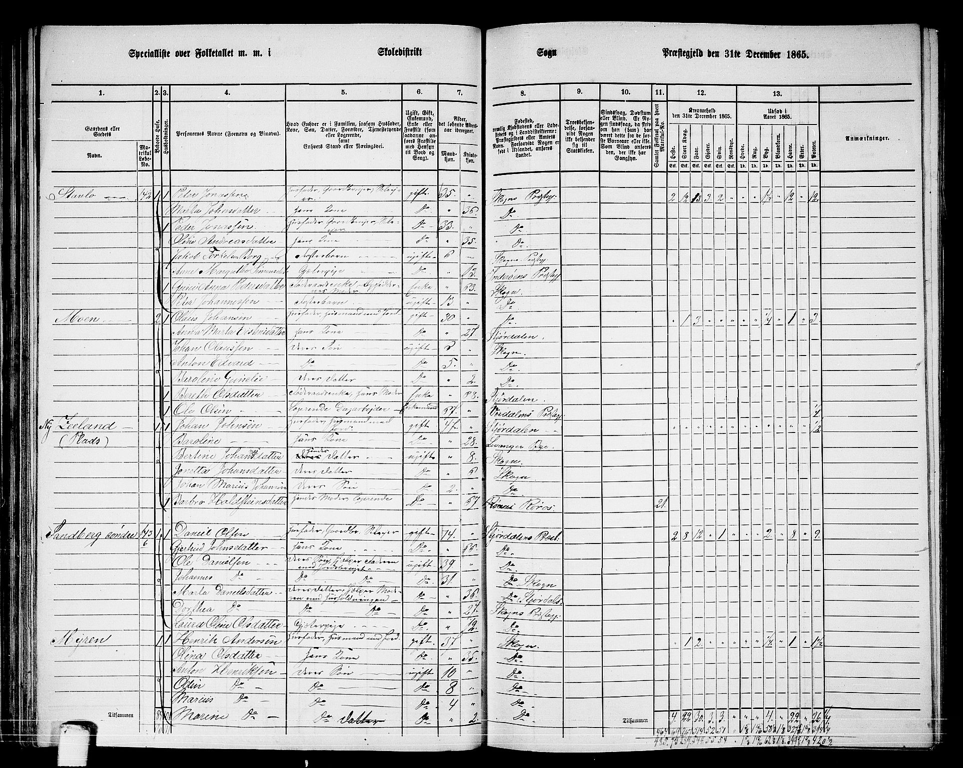 RA, 1865 census for Skogn, 1865, p. 67