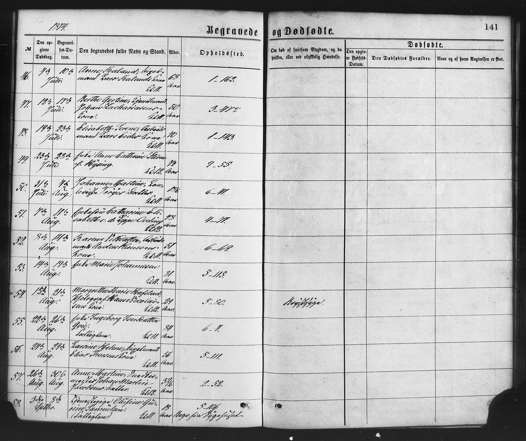 Nykirken Sokneprestembete, AV/SAB-A-77101/H/Haa/L0043: Parish register (official) no. E 3, 1869-1882, p. 141