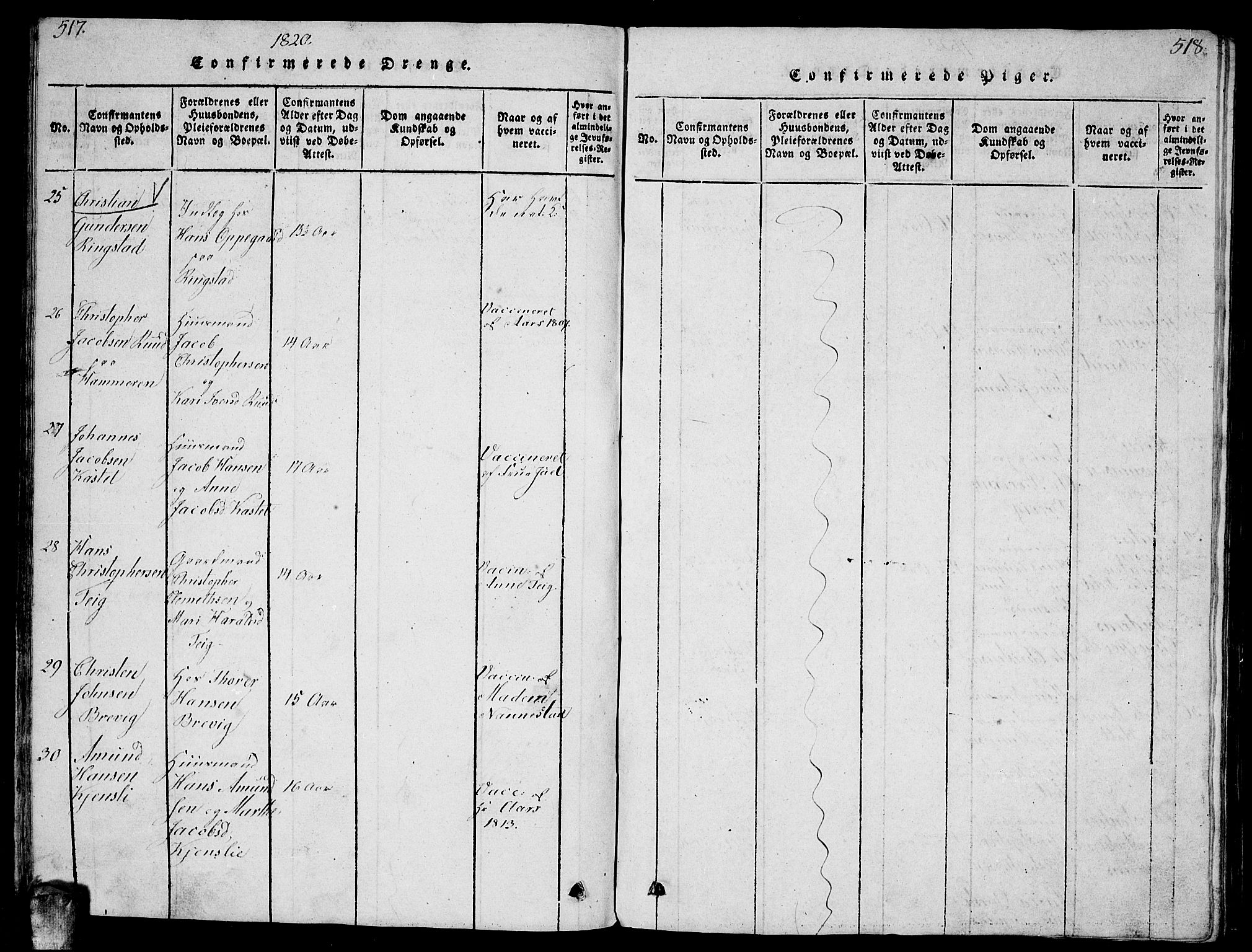 Enebakk prestekontor Kirkebøker, AV/SAO-A-10171c/G/Ga/L0001: Parish register (copy) no. I 1, 1815-1833, p. 517-518