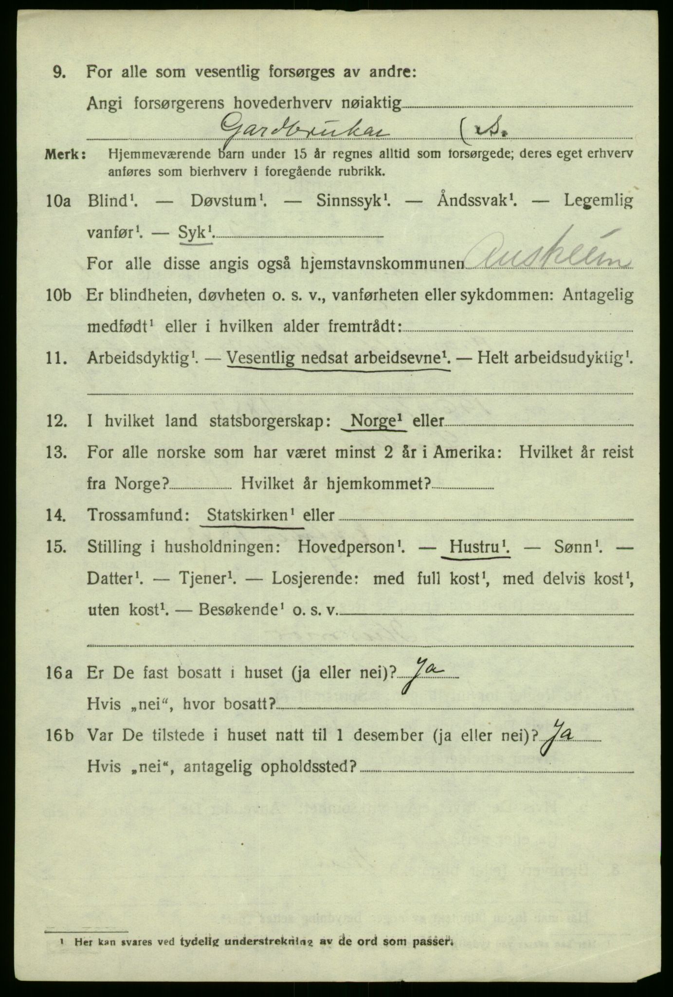 SAB, 1920 census for Austrheim, 1920, p. 1773