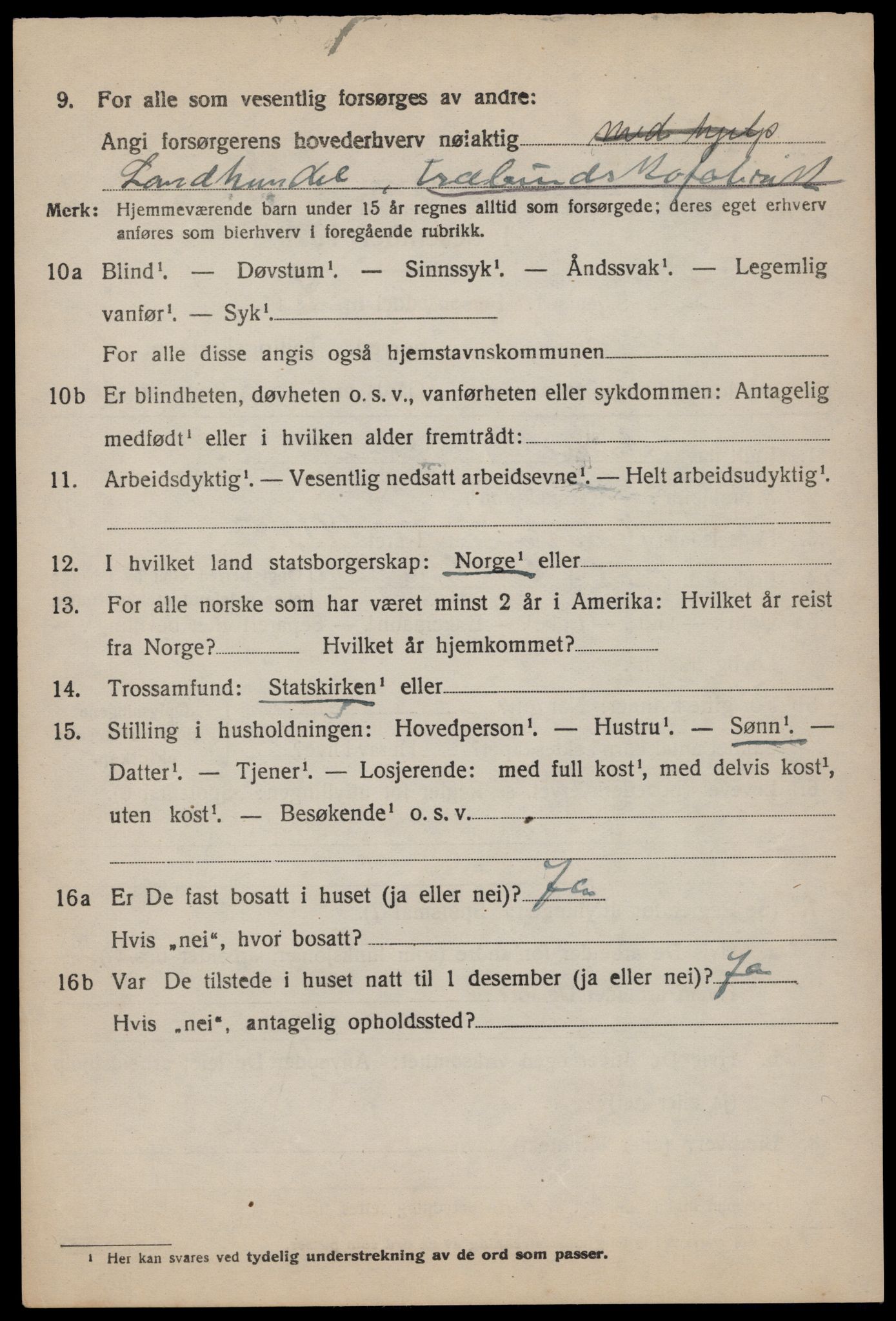 SAST, 1920 census for Forsand, 1920, p. 3766