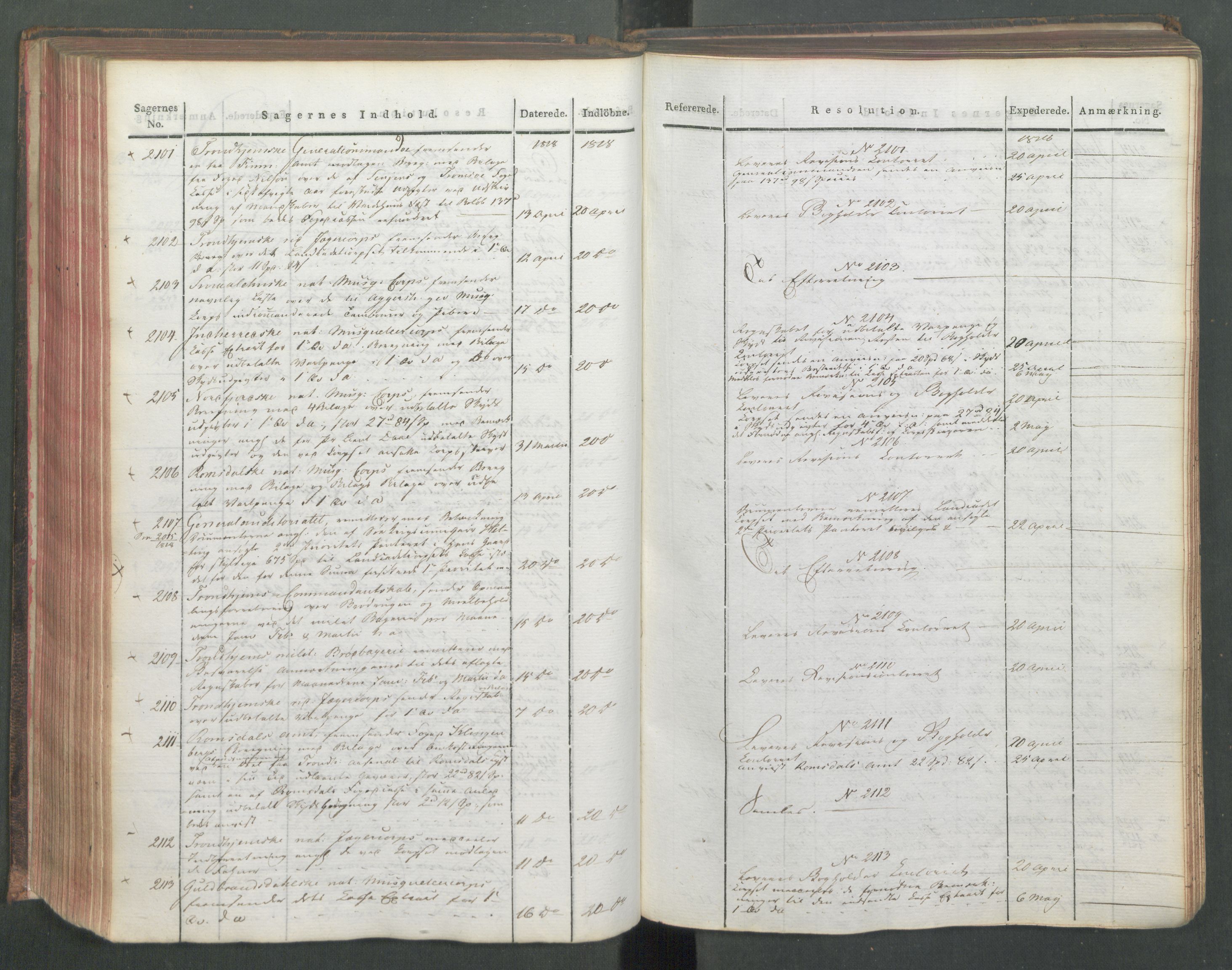 Armédepartementet, AV/RA-RAFA-3493/C/Ca/L0015: 6. Departements Journal, 1818