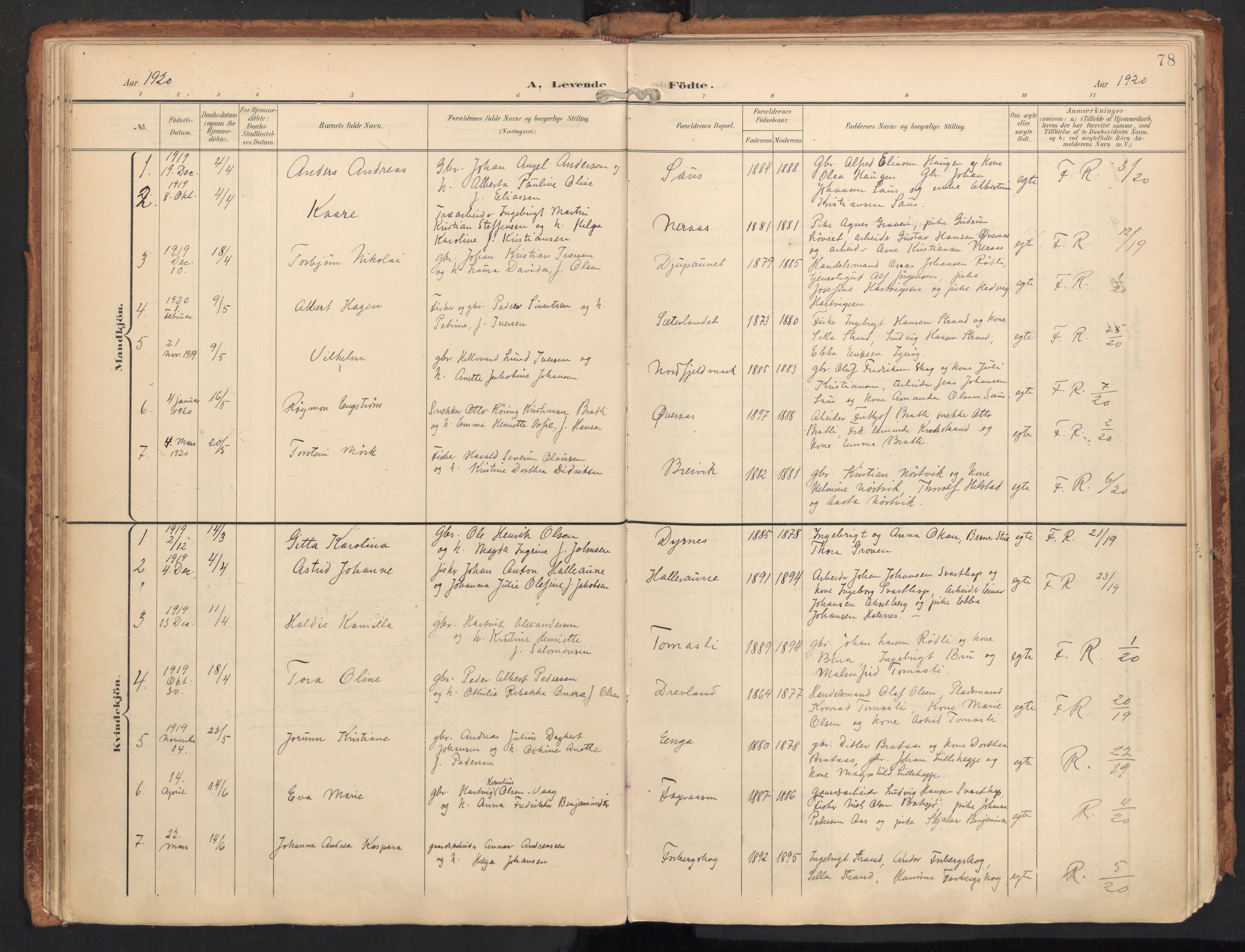 Ministerialprotokoller, klokkerbøker og fødselsregistre - Nordland, AV/SAT-A-1459/814/L0227: Parish register (official) no. 814A08, 1899-1920, p. 78