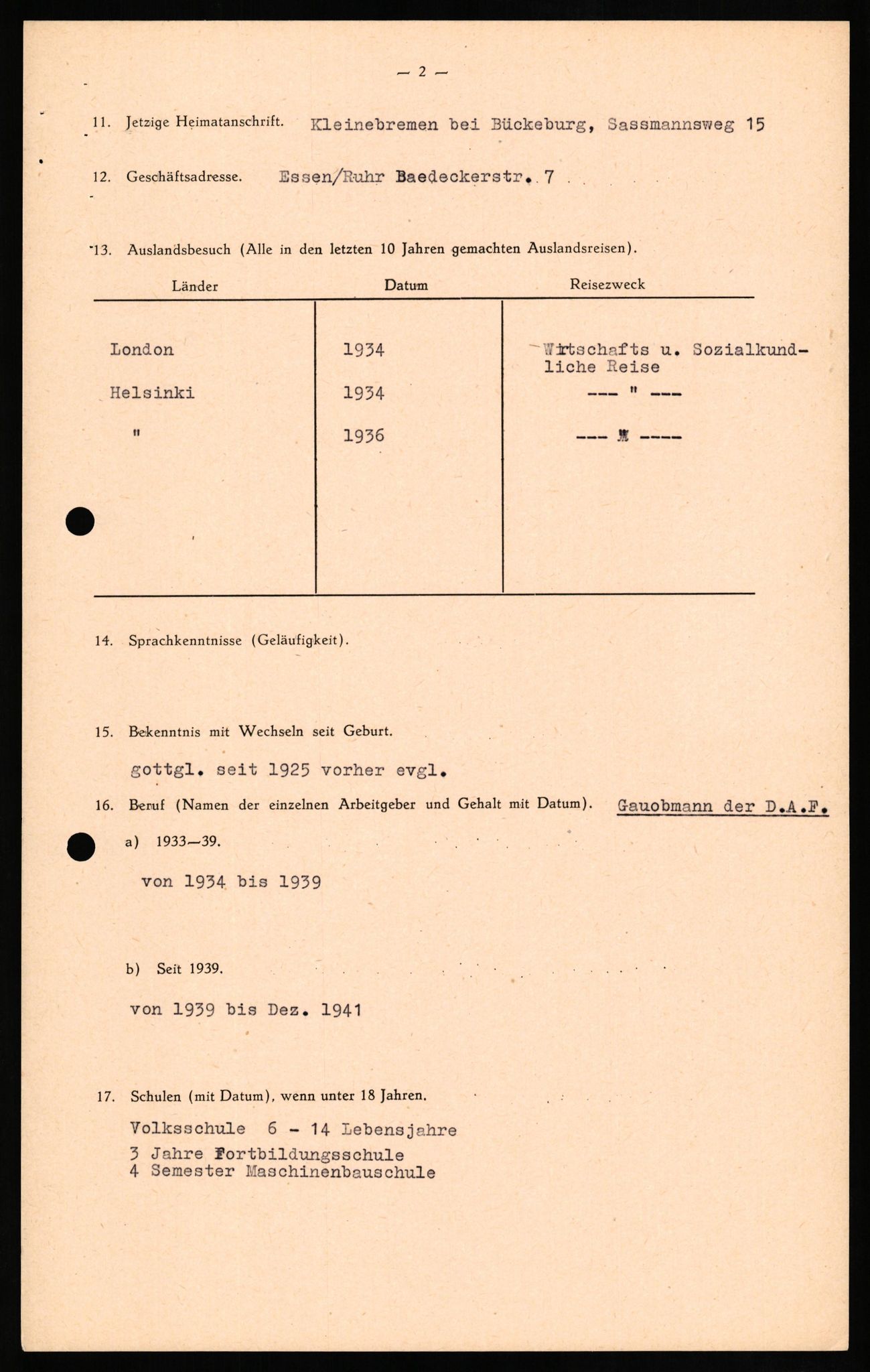 Forsvaret, Forsvarets overkommando II, AV/RA-RAFA-3915/D/Db/L0015: CI Questionaires. Tyske okkupasjonsstyrker i Norge. Tyskere., 1945-1946, p. 120