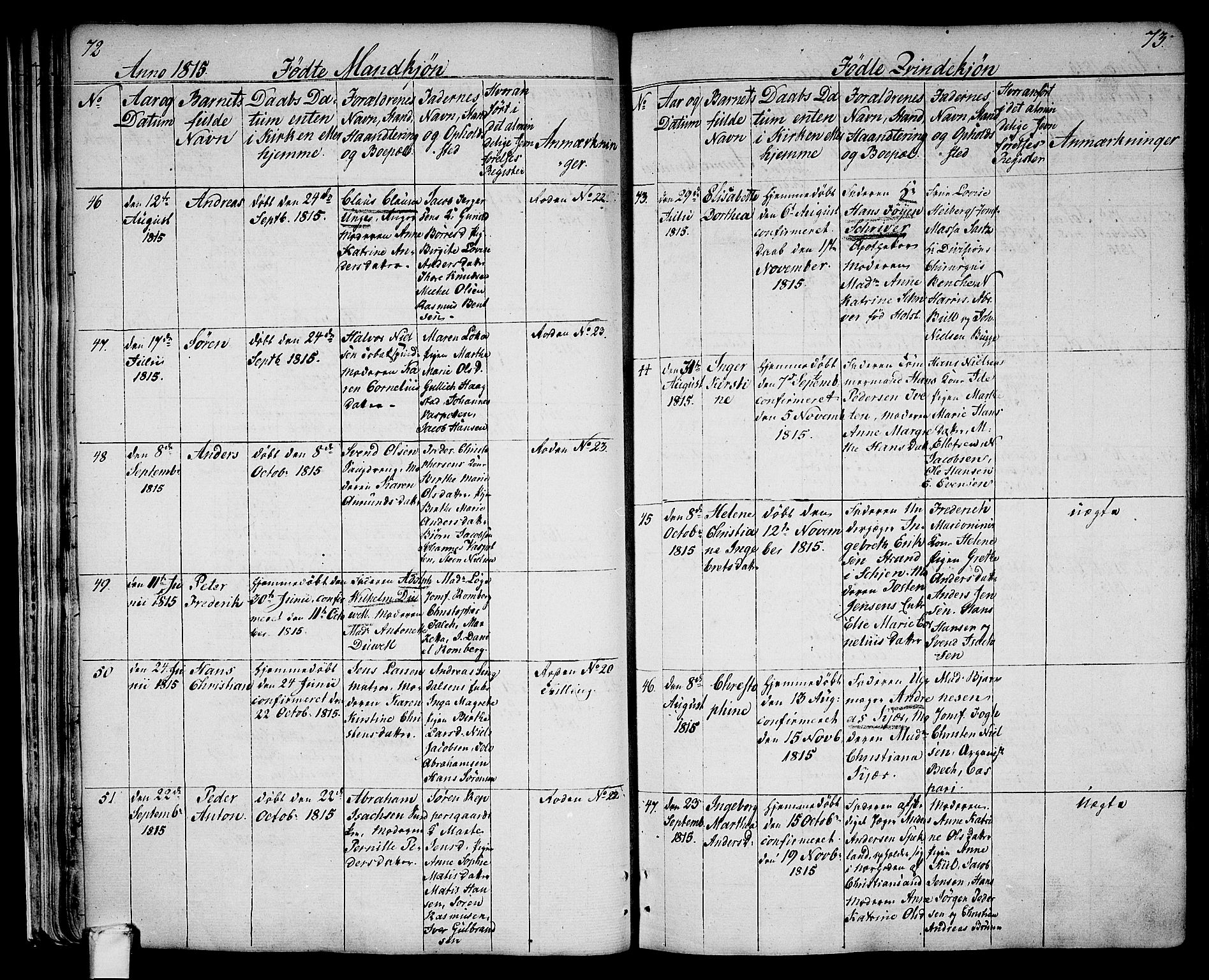 Larvik kirkebøker, SAKO/A-352/G/Ga/L0002: Parish register (copy) no. I 2, 1807-1830, p. 72-73