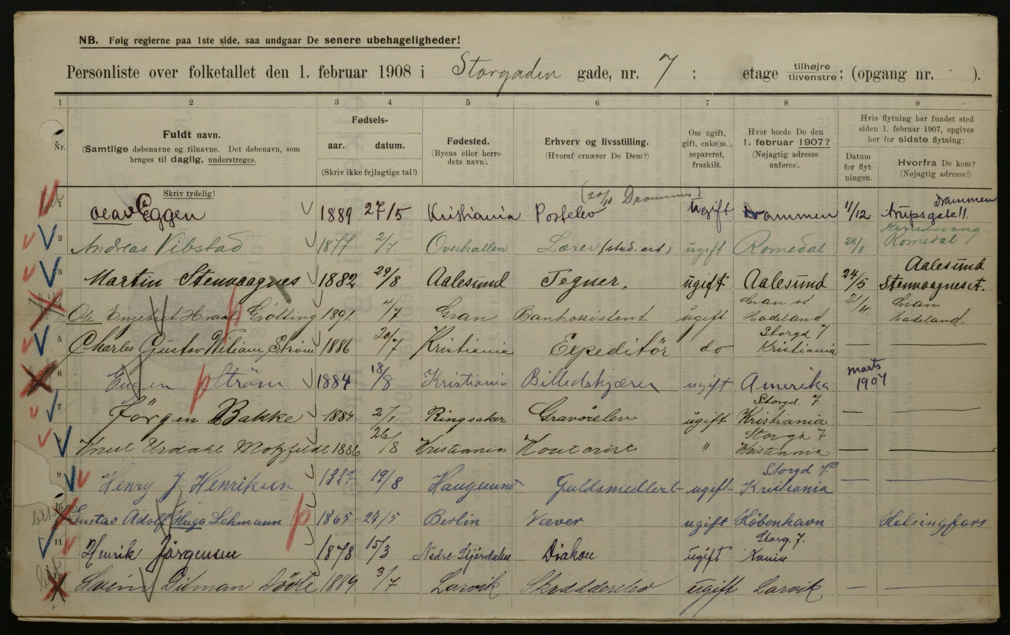 OBA, Municipal Census 1908 for Kristiania, 1908, p. 92505