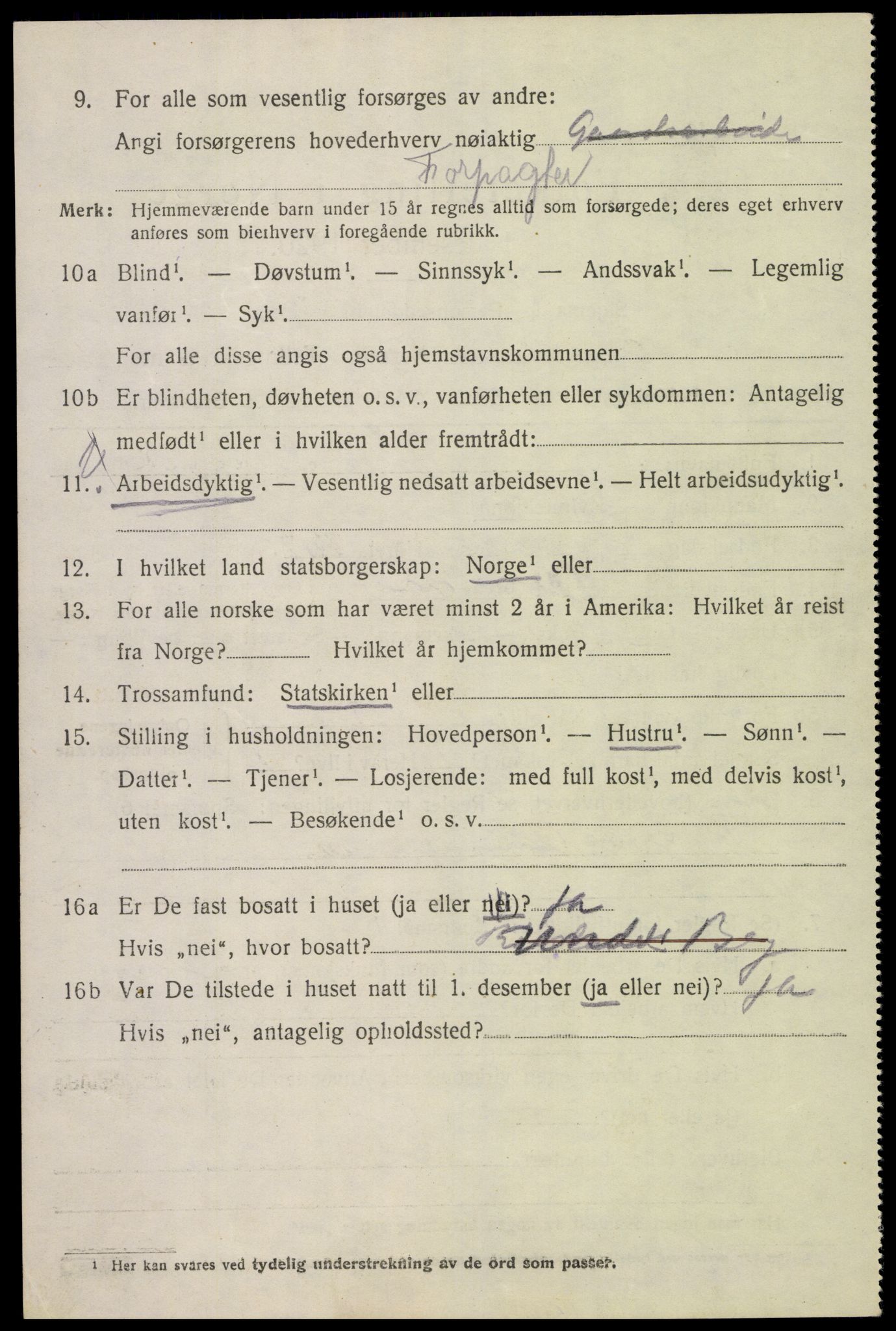 SAK, 1920 census for Åseral, 1920, p. 1201