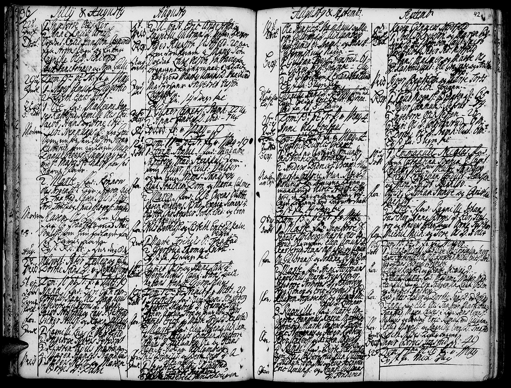 Vinger prestekontor, SAH/PREST-024/H/Ha/Haa/L0002: Parish register (official) no. 2, 1730-1751, p. 42