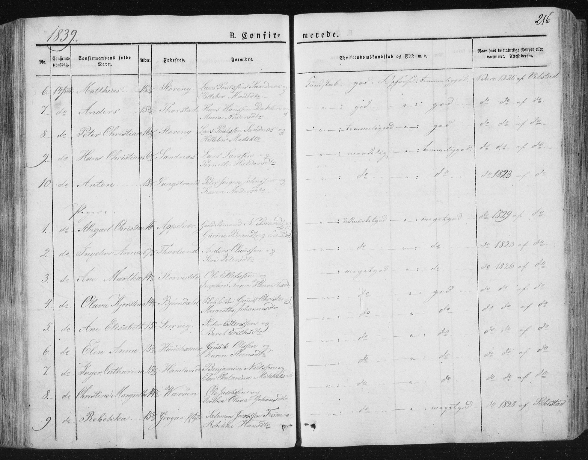 Ministerialprotokoller, klokkerbøker og fødselsregistre - Nord-Trøndelag, SAT/A-1458/784/L0669: Parish register (official) no. 784A04, 1829-1859, p. 216