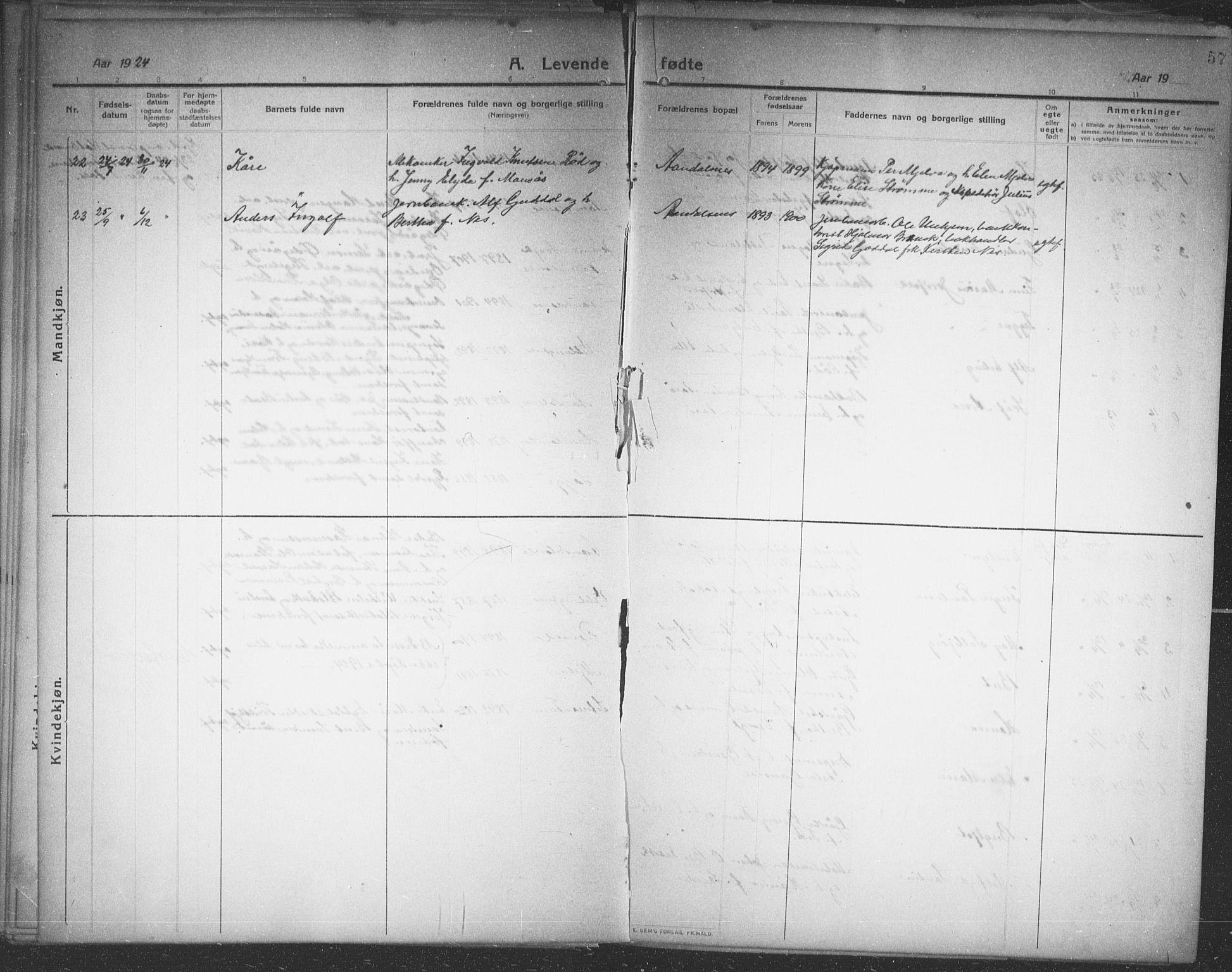 Ministerialprotokoller, klokkerbøker og fødselsregistre - Møre og Romsdal, AV/SAT-A-1454/544/L0581: Parish register (copy) no. 544C03, 1910-1937, p. 57