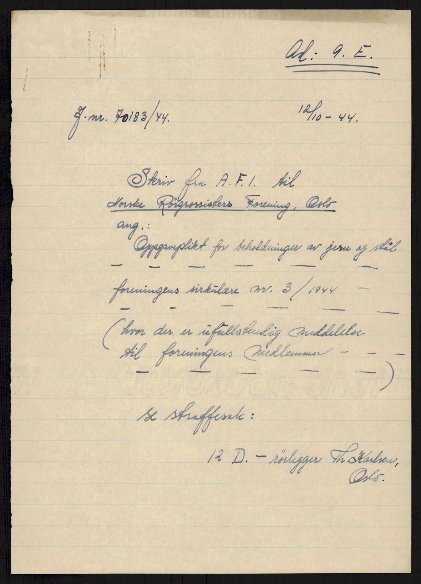 Direktoratet for industriforsyning, Sekretariatet, AV/RA-S-4153/D/Df/L0055: 9. Metallkontoret, 1940-1945, p. 183