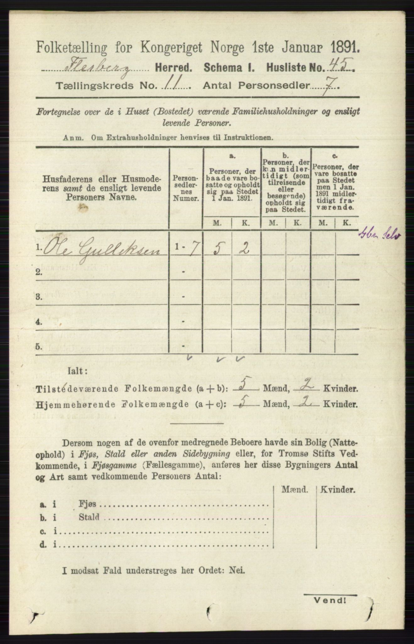 RA, 1891 census for 0631 Flesberg, 1891, p. 1763