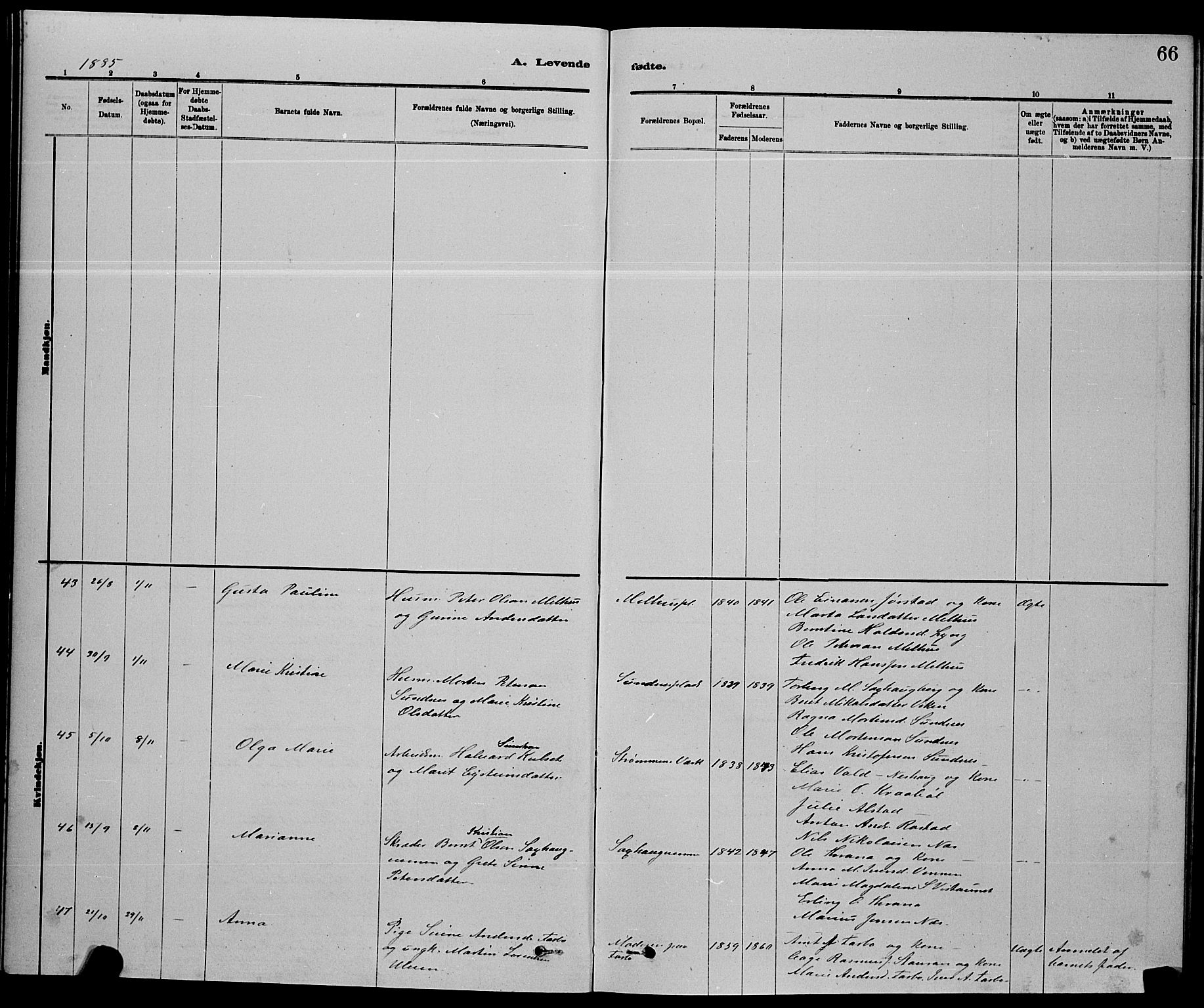 Ministerialprotokoller, klokkerbøker og fødselsregistre - Nord-Trøndelag, AV/SAT-A-1458/730/L0301: Parish register (copy) no. 730C04, 1880-1897, p. 66