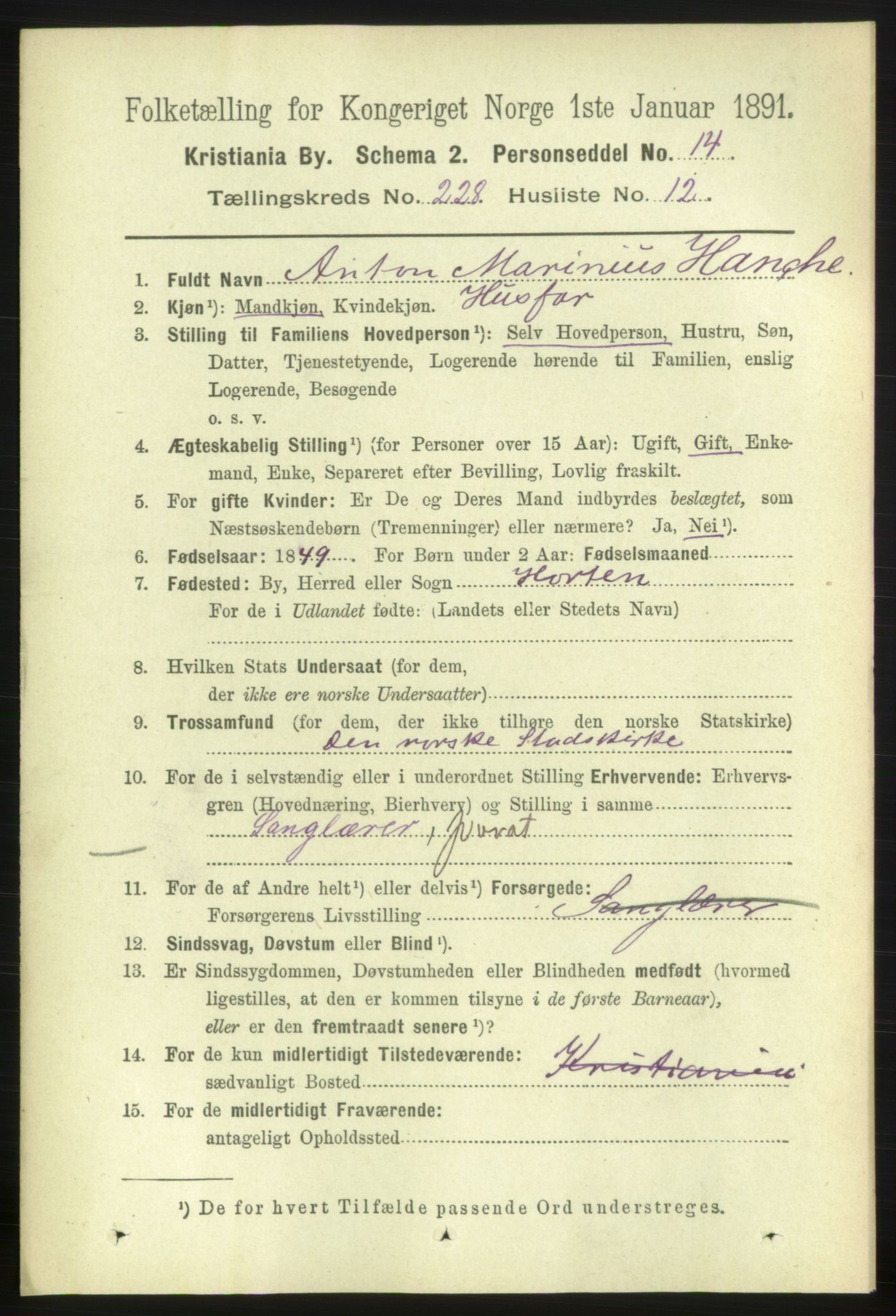RA, 1891 census for 0301 Kristiania, 1891, p. 139730