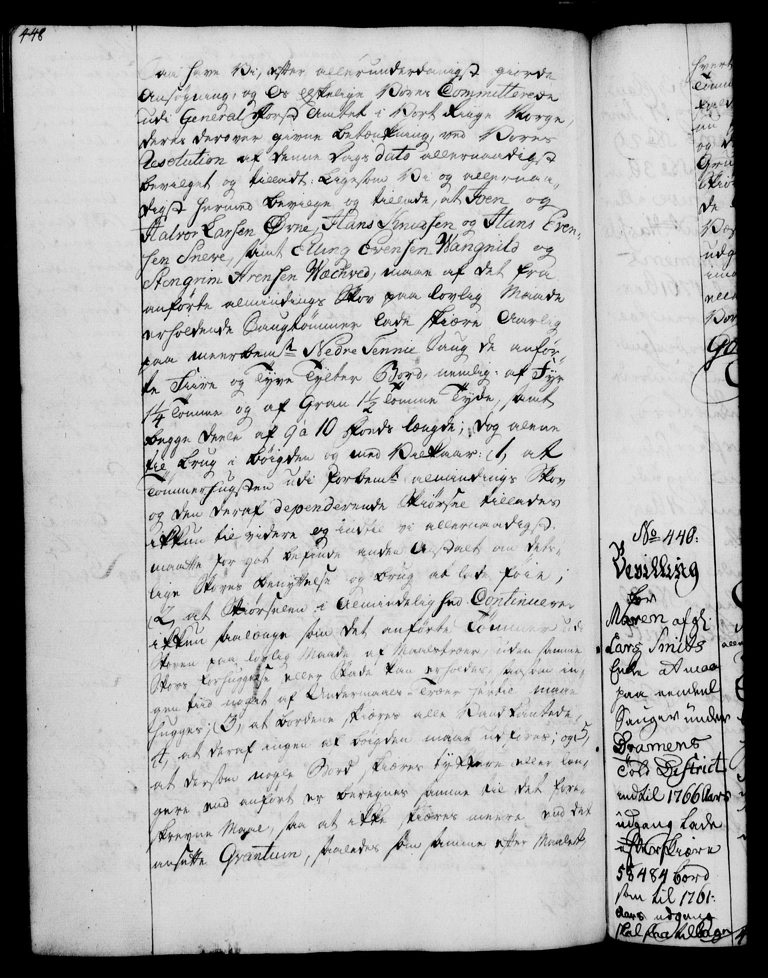Rentekammeret, Kammerkanselliet, RA/EA-3111/G/Gg/Gga/L0007: Norsk ekspedisjonsprotokoll med register (merket RK 53.7), 1759-1768, p. 448