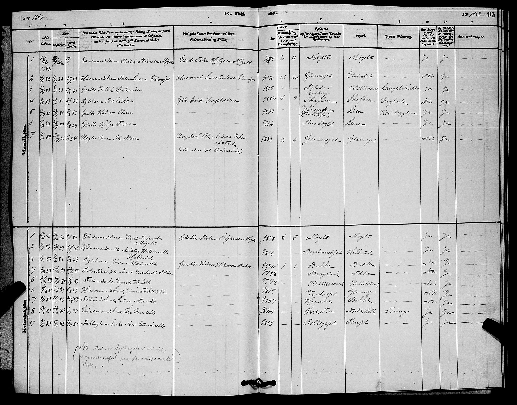 Rollag kirkebøker, AV/SAKO-A-240/G/Gb/L0002: Parish register (copy) no. II 2, 1878-1898, p. 95