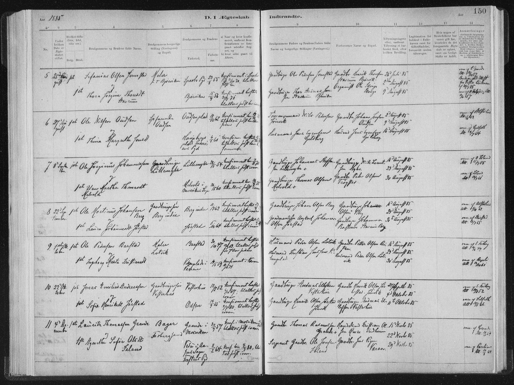 Ministerialprotokoller, klokkerbøker og fødselsregistre - Nord-Trøndelag, SAT/A-1458/722/L0220: Parish register (official) no. 722A07, 1881-1908, p. 150