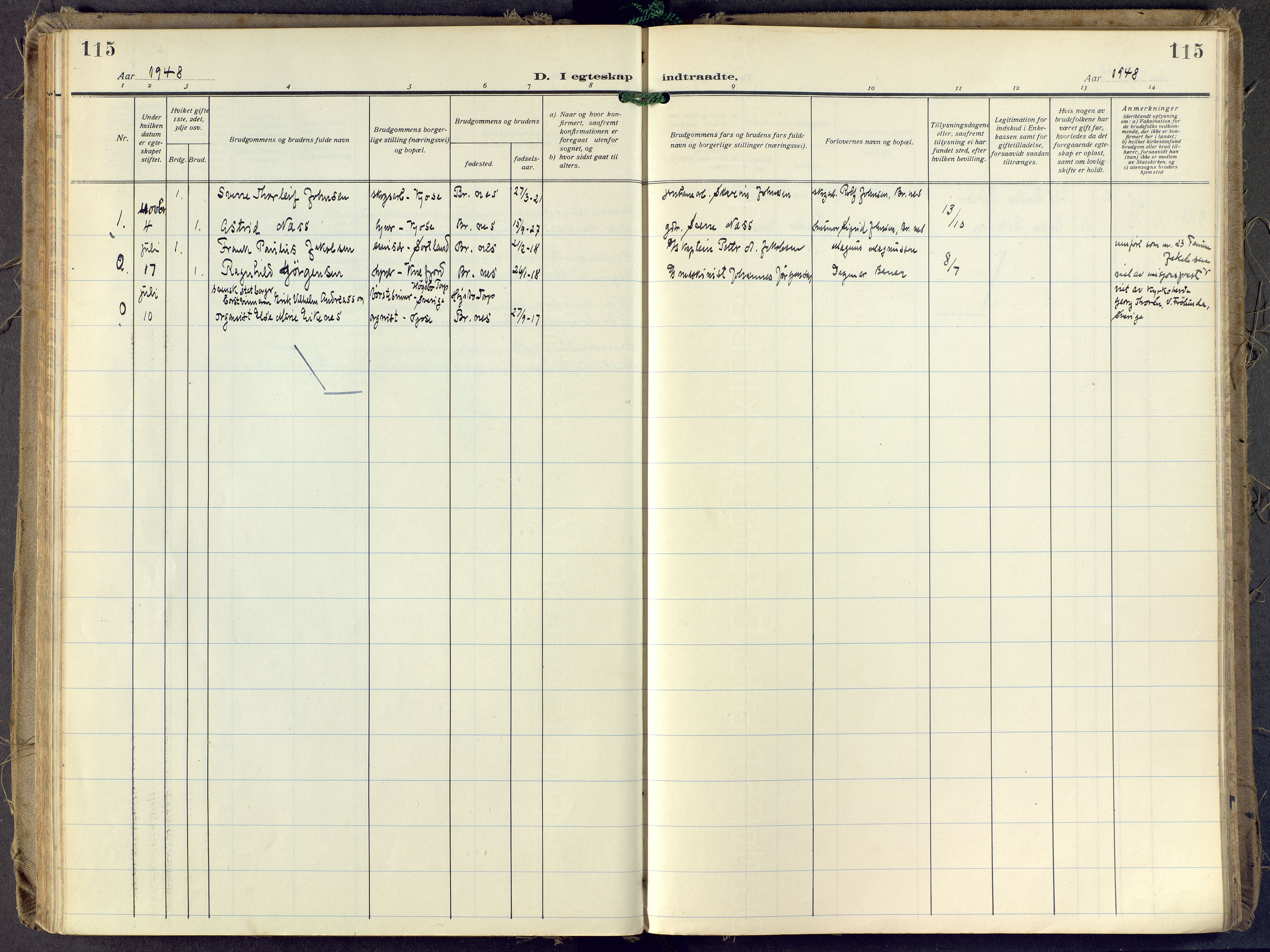 Brunlanes kirkebøker, AV/SAKO-A-342/F/Fd/L0002: Parish register (official) no. IV 2, 1918-1958, p. 115