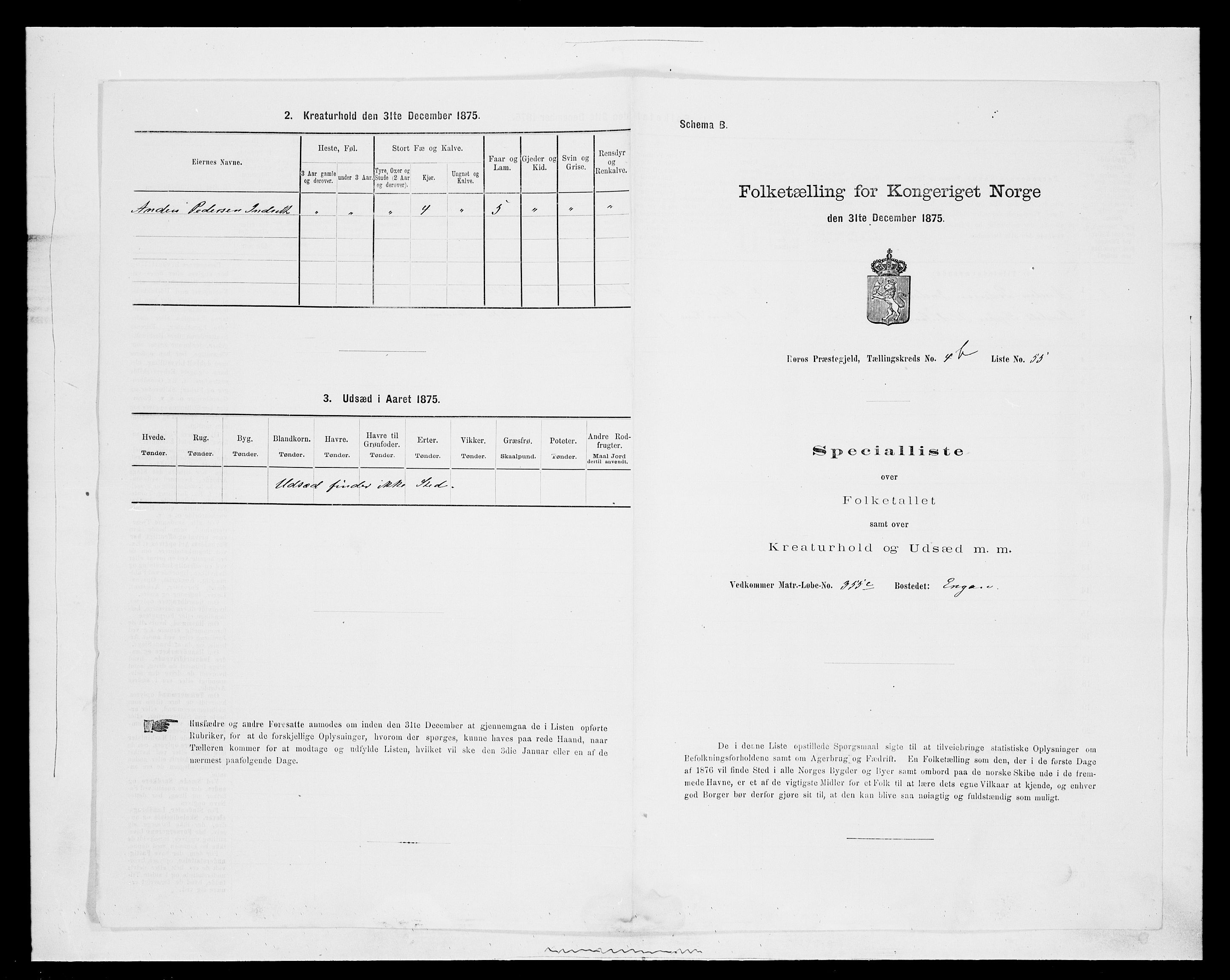 SAH, 1875 census for 0436P Tolga, 1875, p. 1163