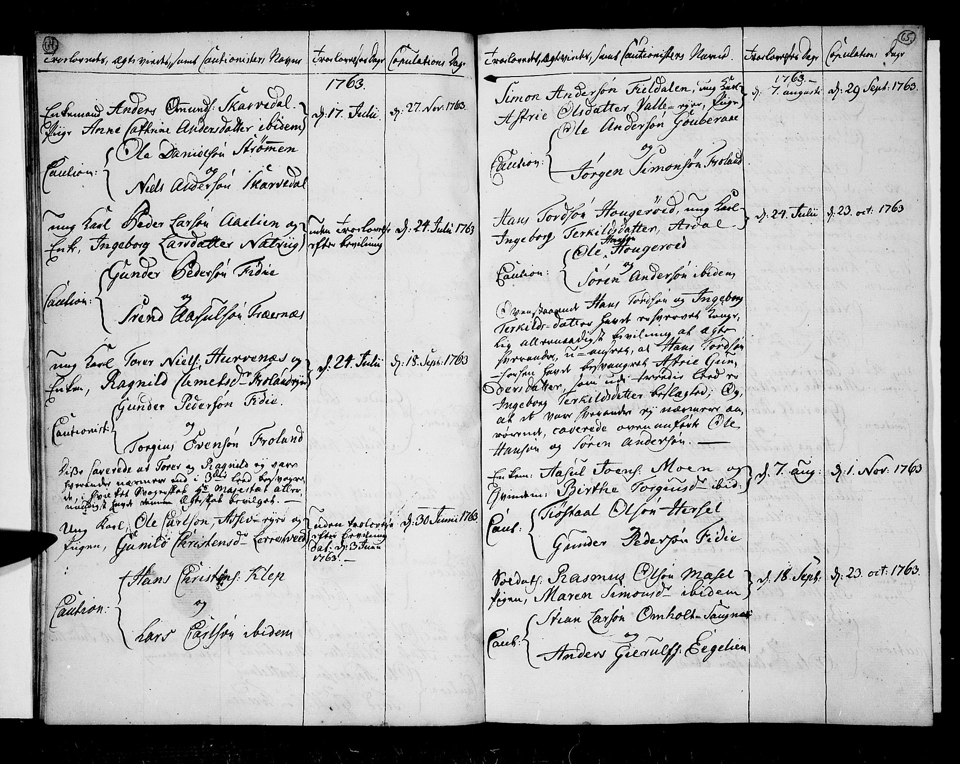 Øyestad sokneprestkontor, AV/SAK-1111-0049/F/Fa/L0007: Parish register (official) no. A 7, 1758-1767, p. 64-65