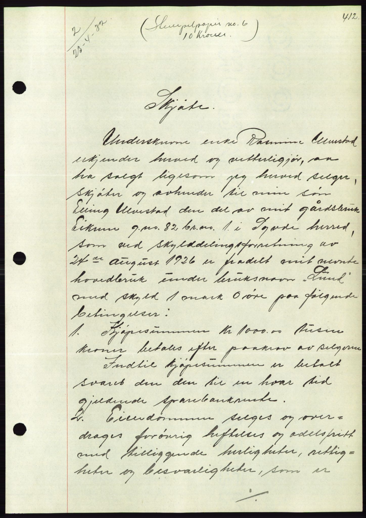 Søre Sunnmøre sorenskriveri, AV/SAT-A-4122/1/2/2C/L0053: Mortgage book no. 47, 1931-1932, Deed date: 23.04.1932