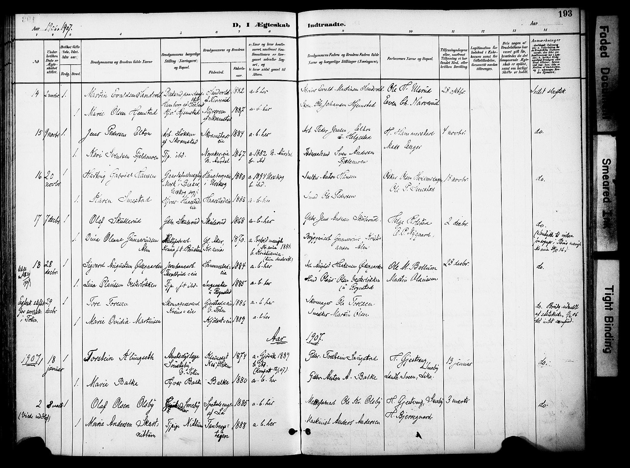 Østre Toten prestekontor, AV/SAH-PREST-104/H/Ha/Haa/L0009: Parish register (official) no. 9, 1897-1913, p. 193