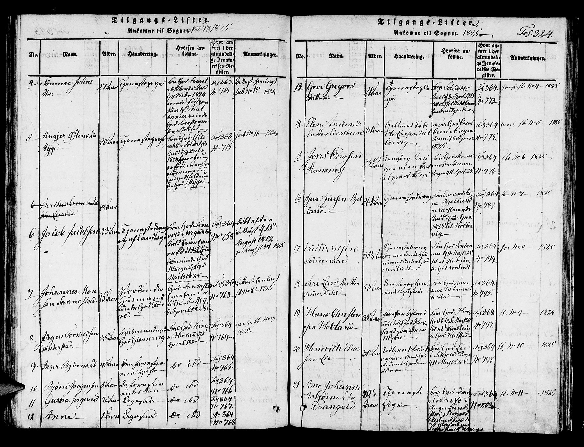 Avaldsnes sokneprestkontor, AV/SAST-A -101851/H/Ha/Haa/L0004: Parish register (official) no. A 4, 1816-1825, p. 324