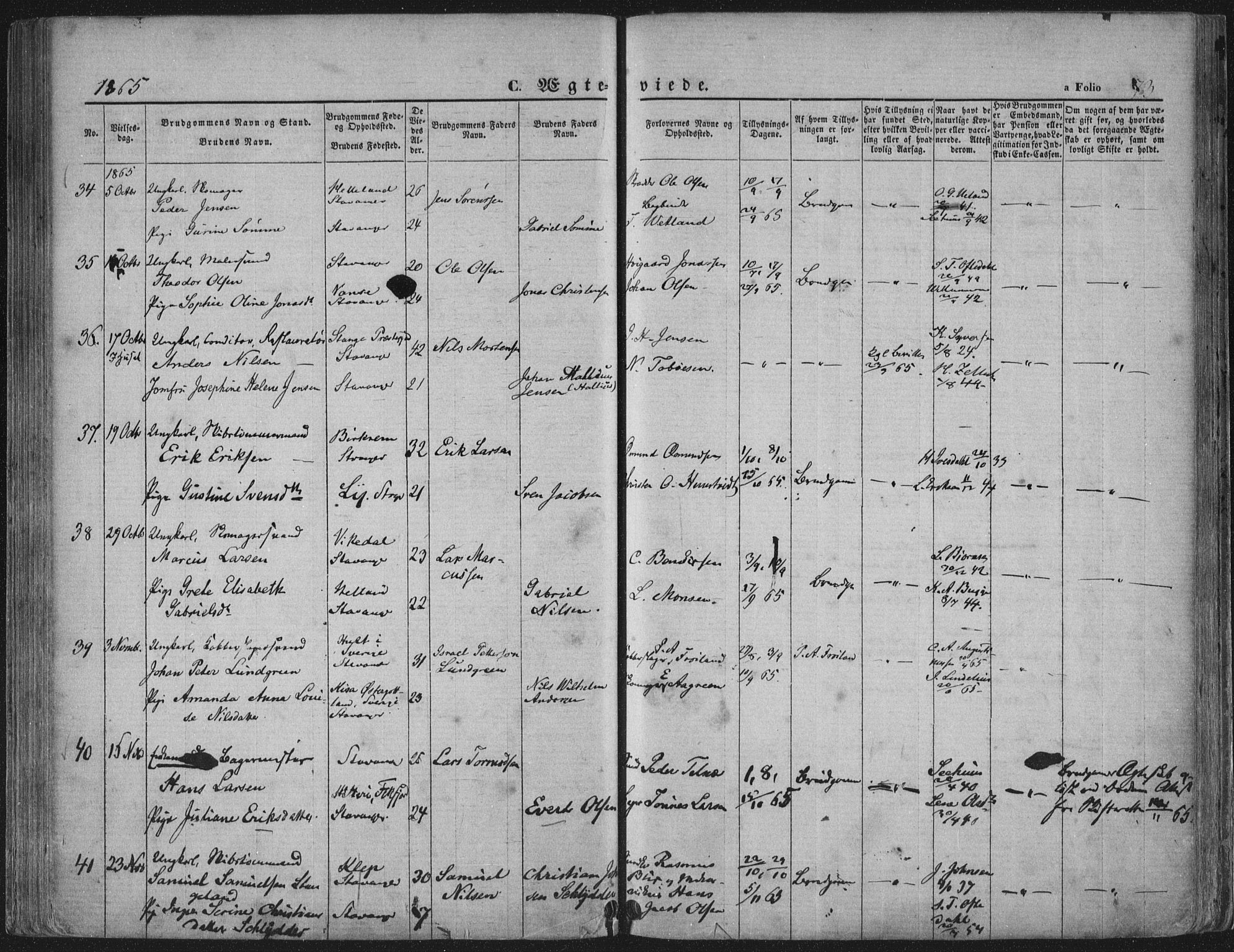 Domkirken sokneprestkontor, SAST/A-101812/001/30/30BA/L0019: Parish register (official) no. A 18, 1857-1877, p. 73