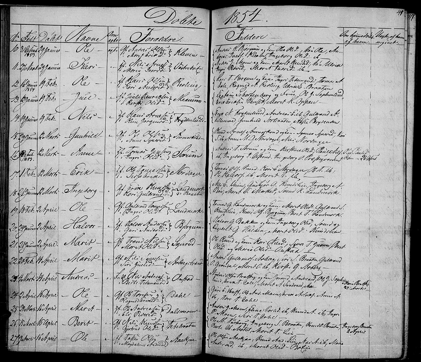 Nord-Aurdal prestekontor, SAH/PREST-132/H/Ha/Hab/L0002: Parish register (copy) no. 2, 1842-1877, p. 41
