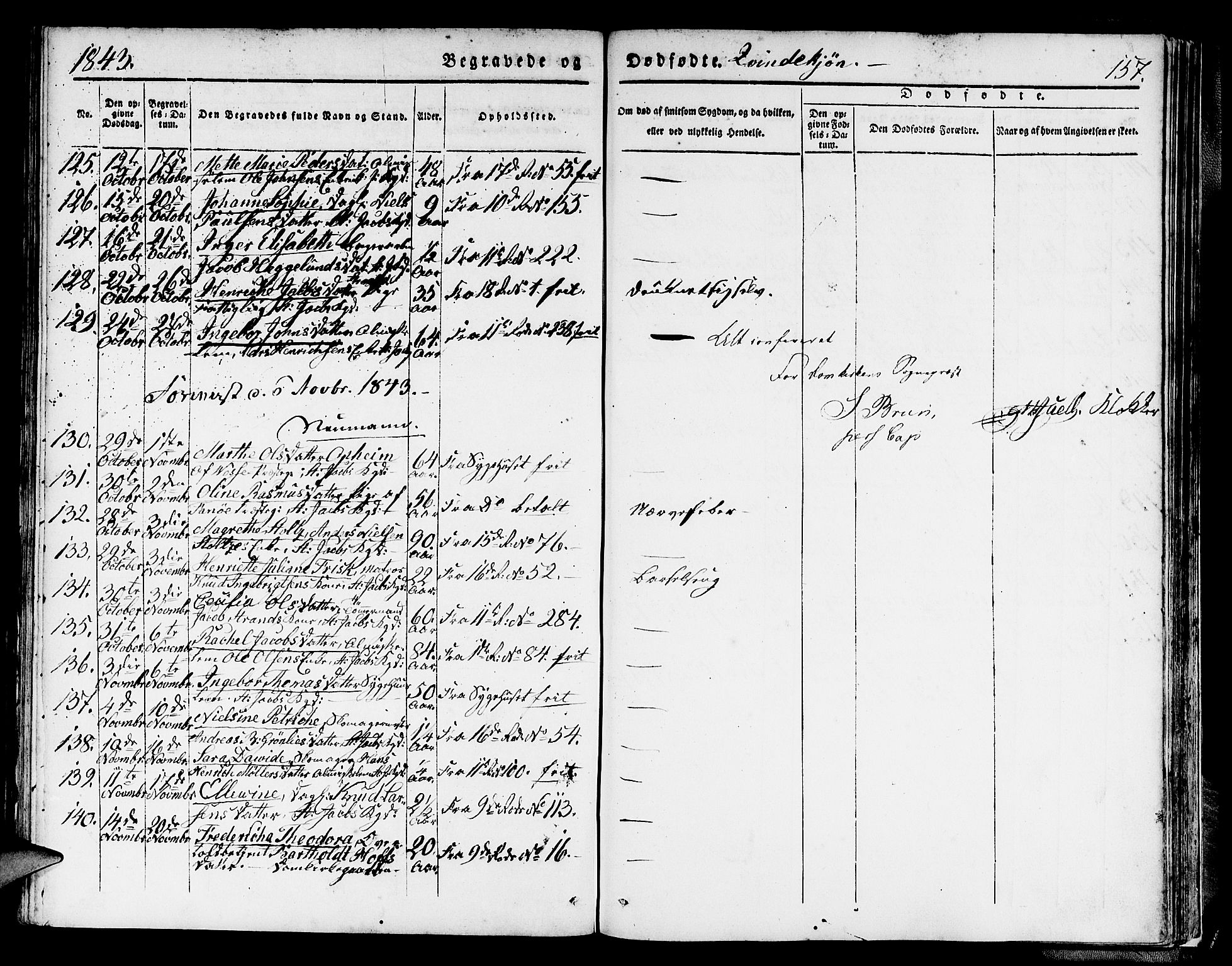 Domkirken sokneprestembete, AV/SAB-A-74801/H/Hab/L0037: Parish register (copy) no. E 1, 1836-1848, p. 157