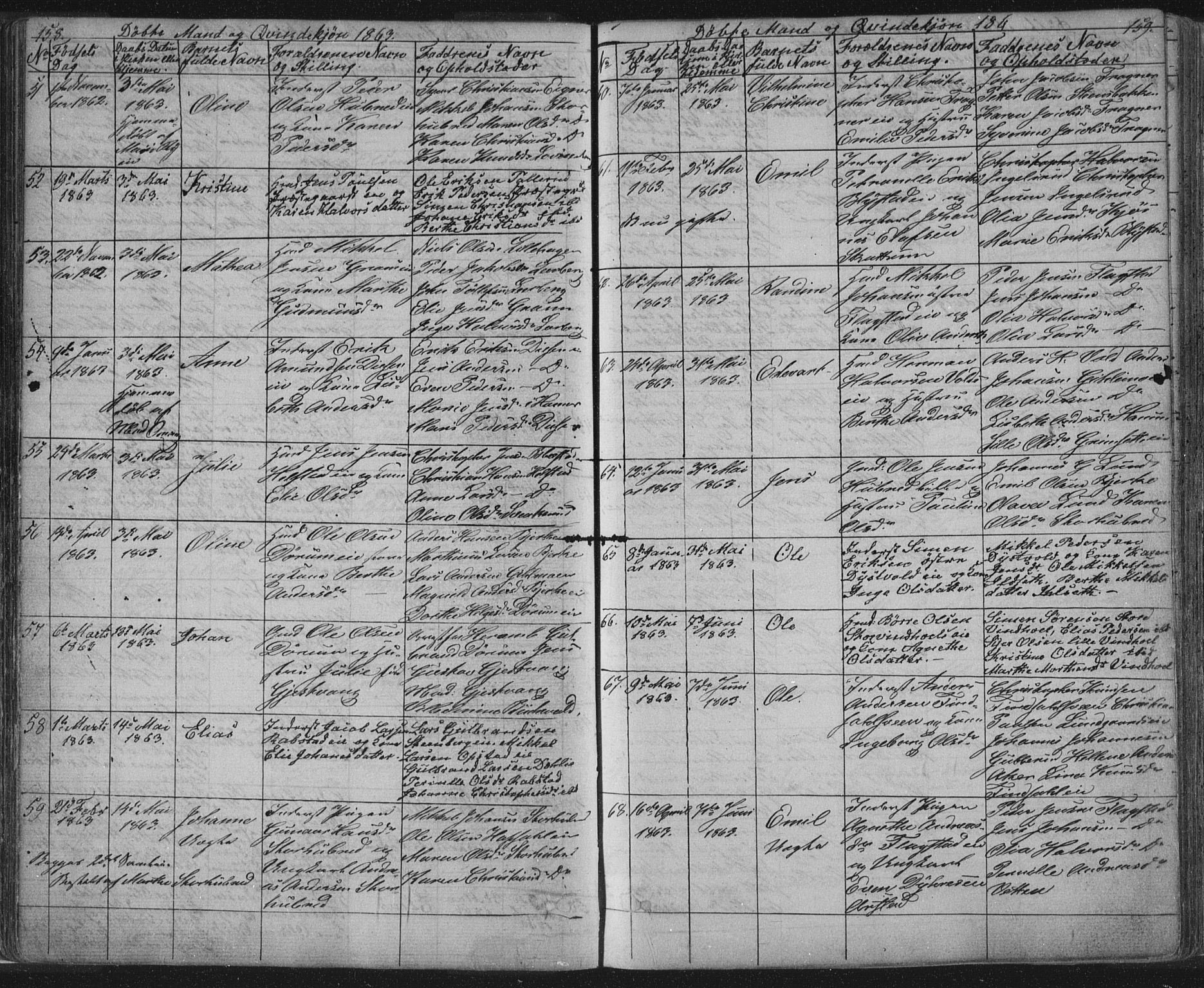 Vang prestekontor, Hedmark, AV/SAH-PREST-008/H/Ha/Hab/L0010A: Parish register (copy) no. 10a, 1854-1896, p. 158-159