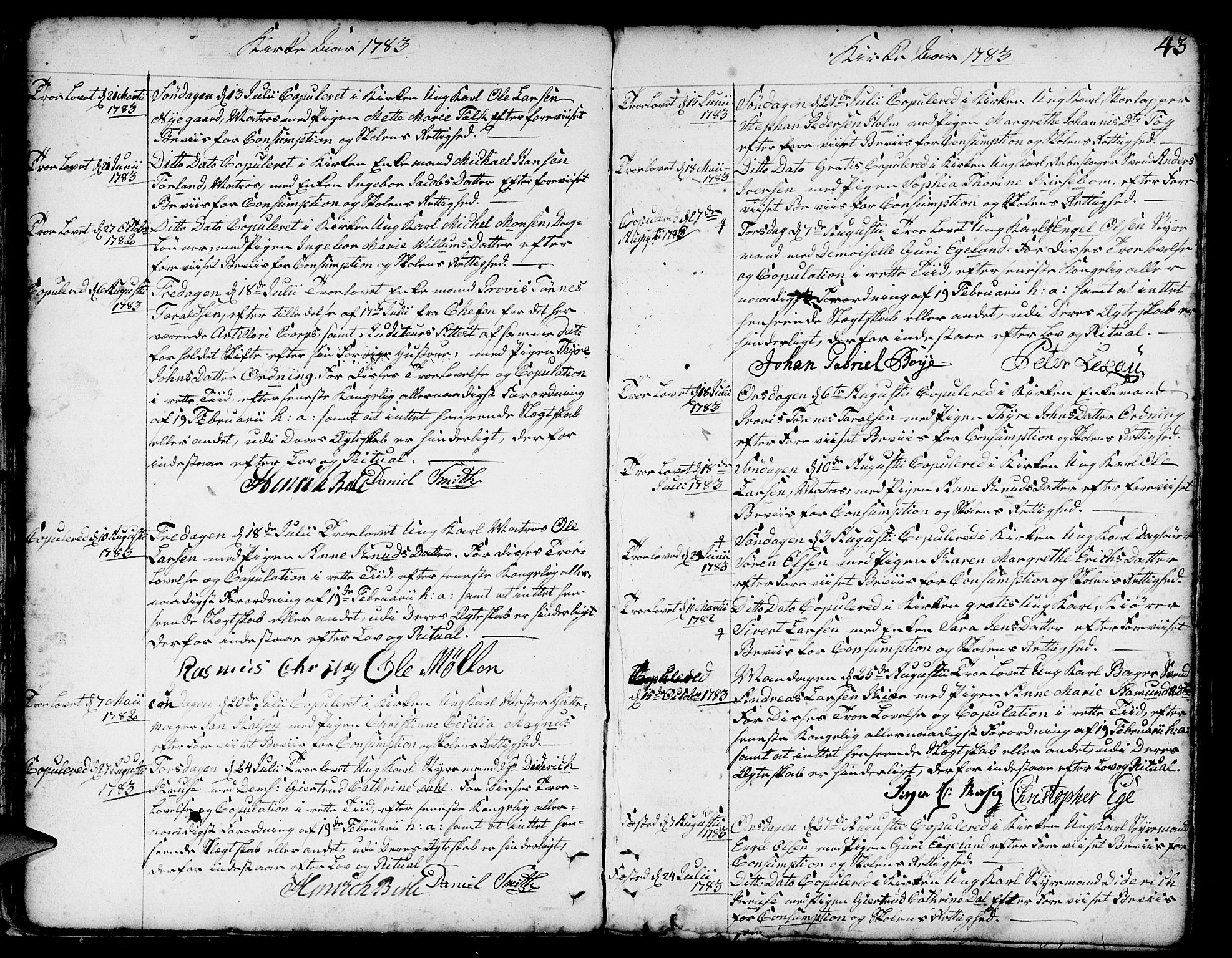 Nykirken Sokneprestembete, AV/SAB-A-77101/H/Haa/L0008: Parish register (official) no. A 8, 1776-1814, p. 43