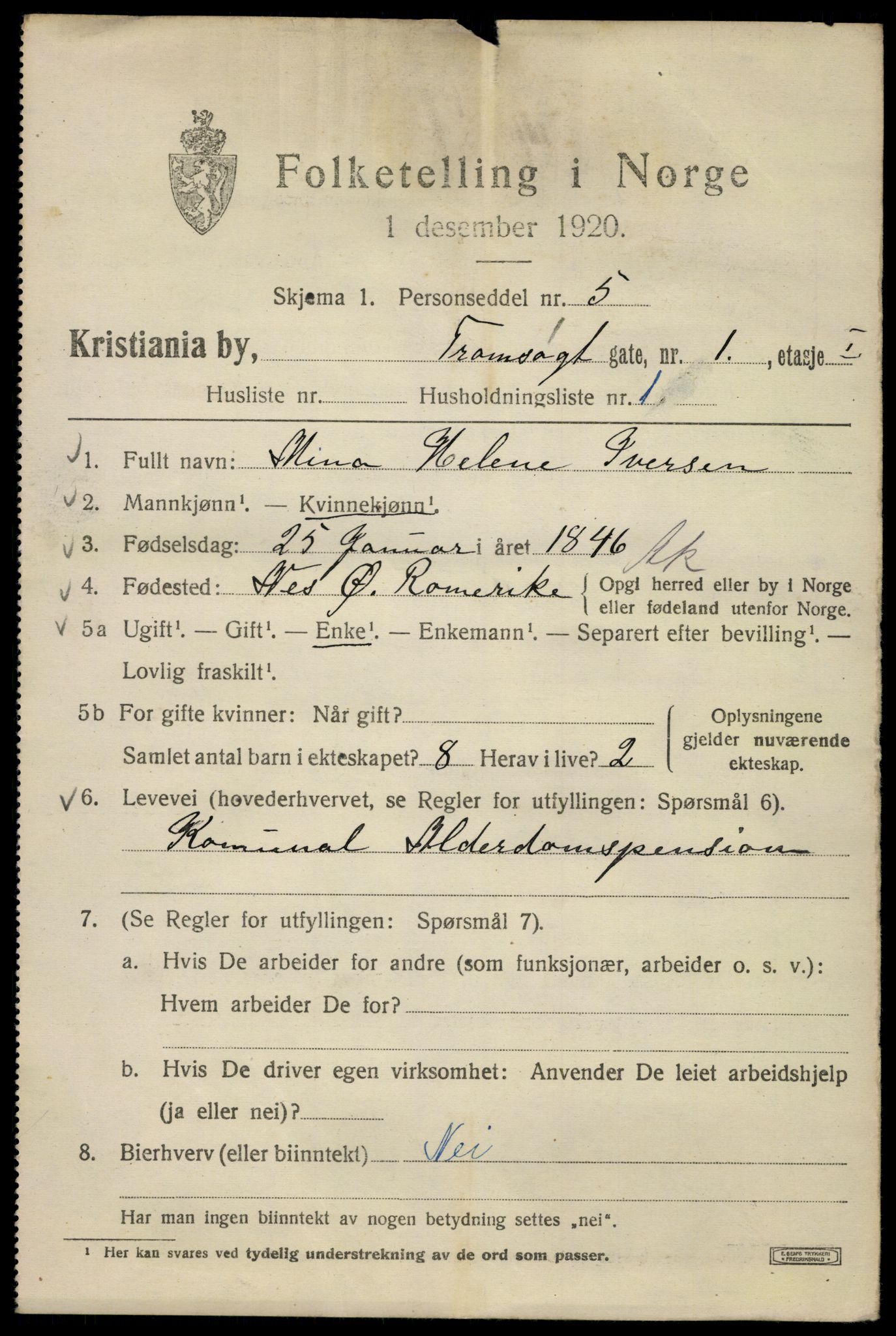 SAO, 1920 census for Kristiania, 1920, p. 597011