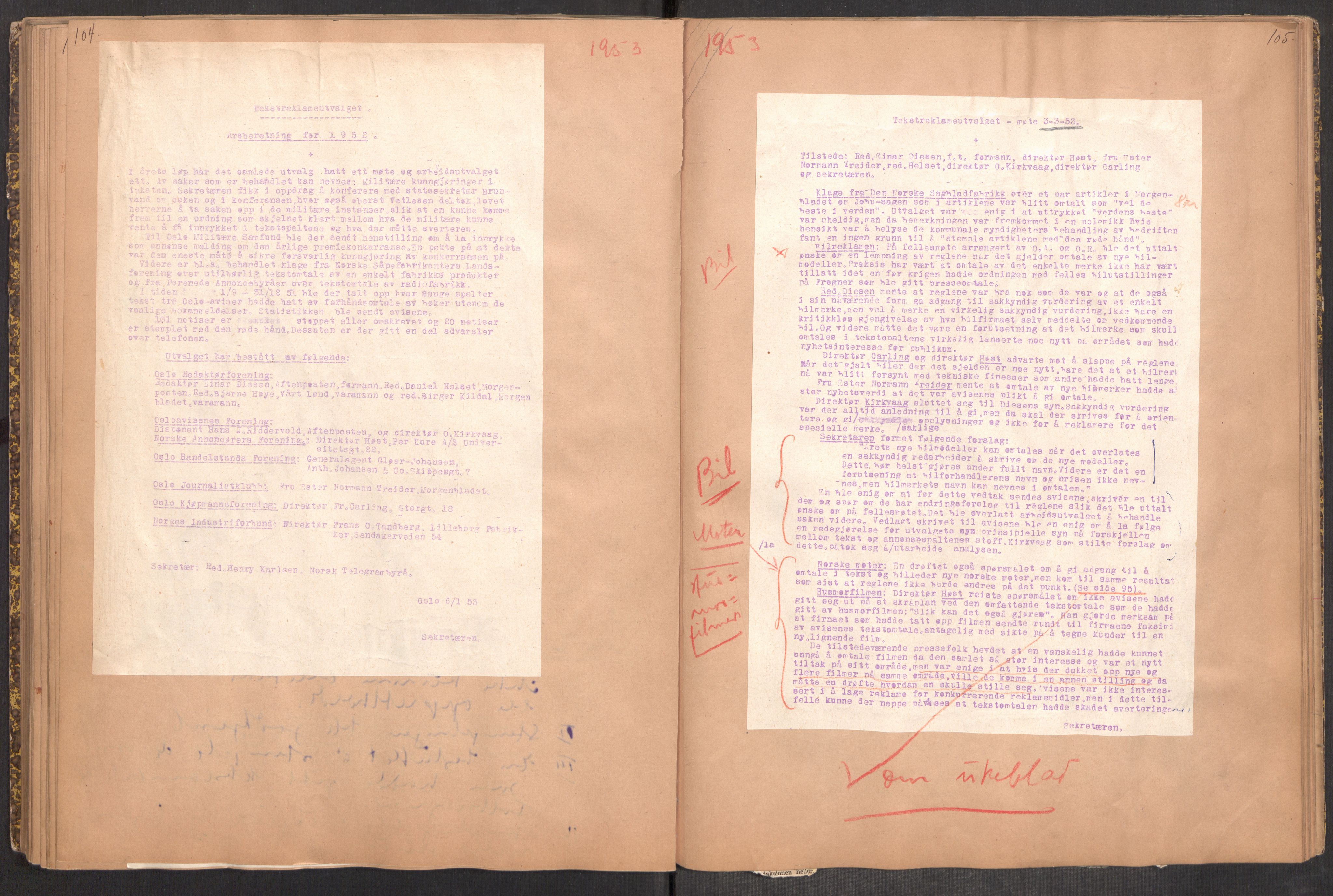 Tekstreklameutvalget, RA/PA-0854/A/Aa/L0003: Møtereferat, 1938-1955, p. 104-105
